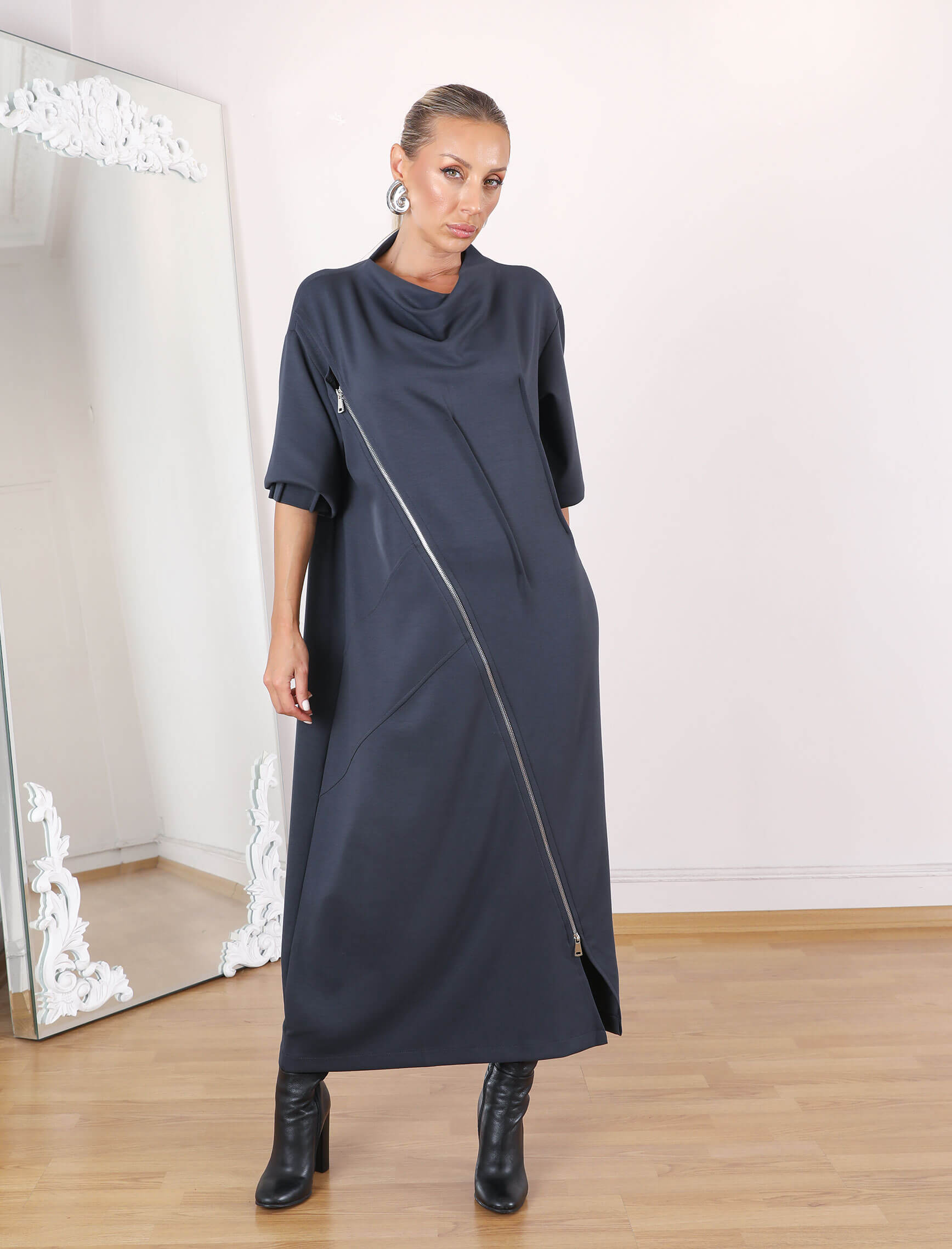 Antrasit Bellisi Tasarım Elbise-Tunik - Görsel 5