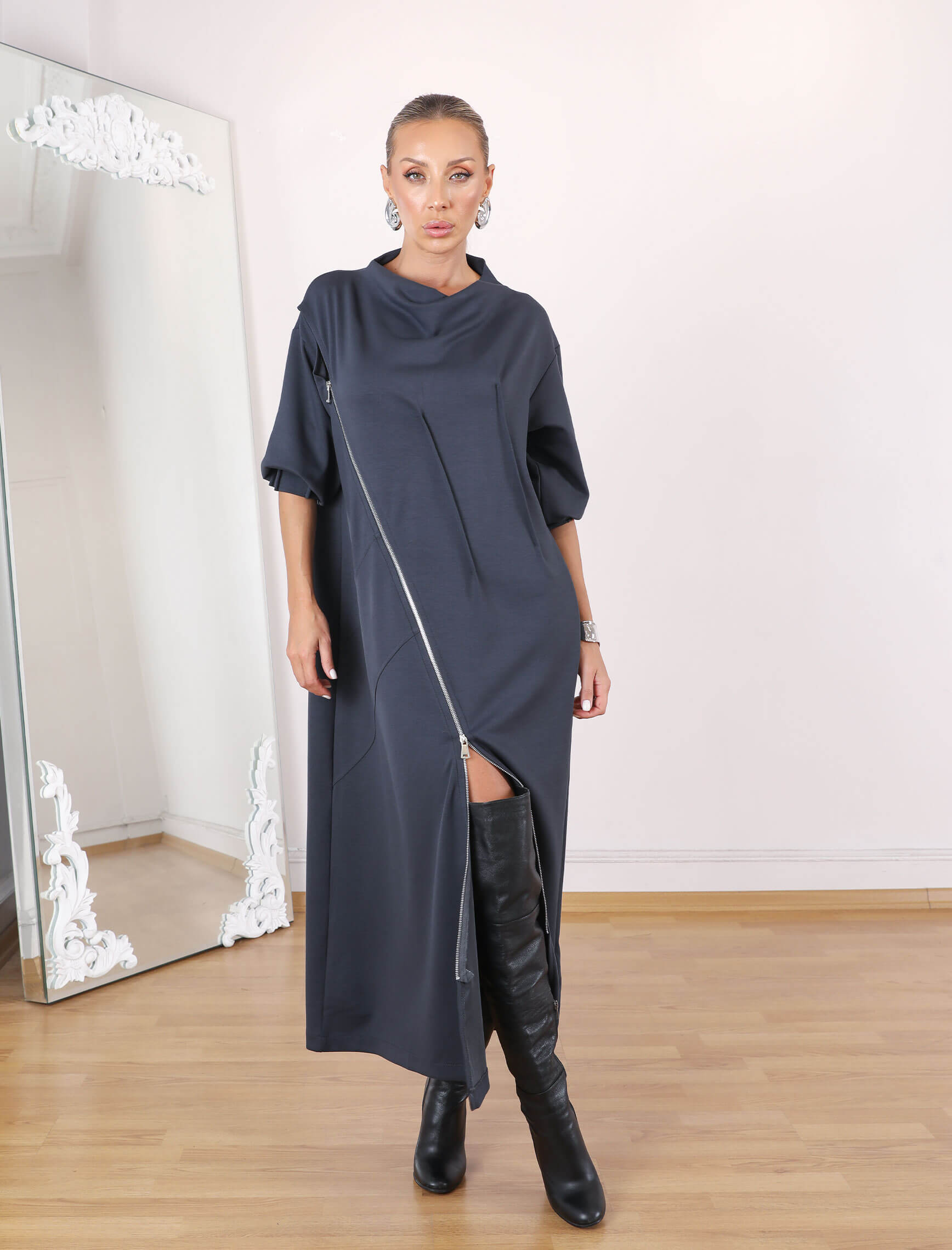 Antrasit Bellisi Tasarım Elbise-Tunik - Görsel 3