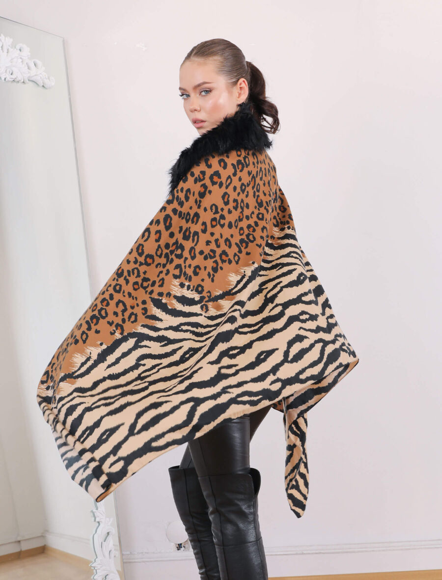 Leopar-Zebradesen Peluş Şal - Görsel 2
