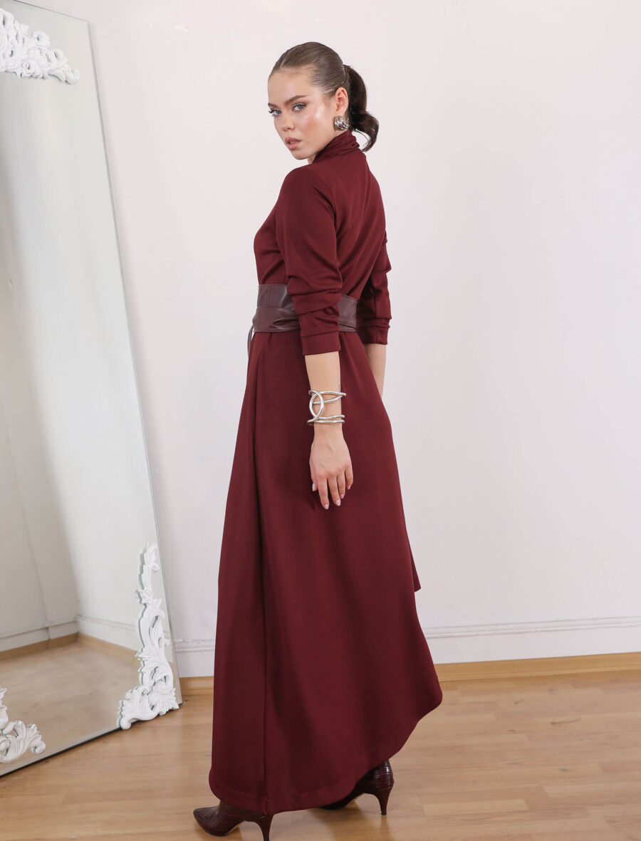 Bordo Flush Elbise - Görsel 5
