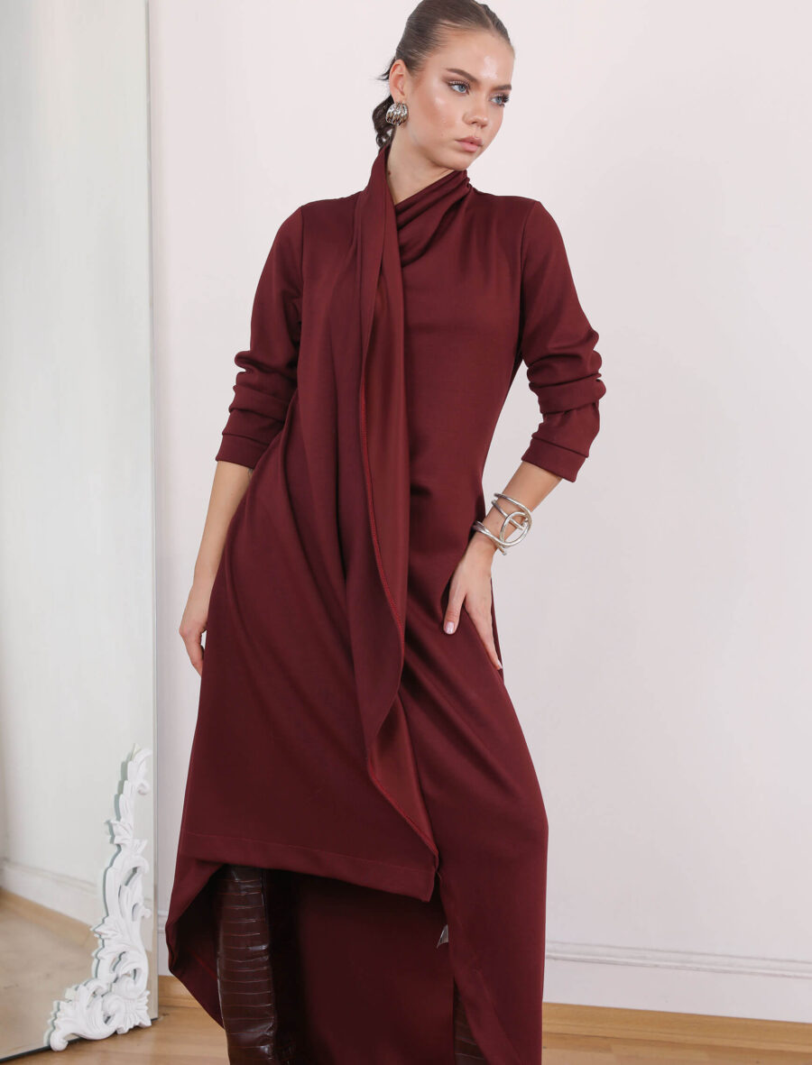 Bordo Flush Elbise - Görsel 3