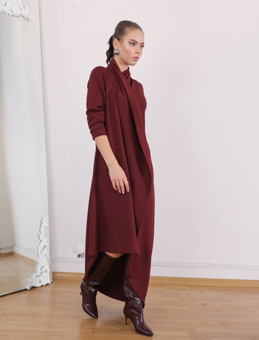 Bordo Flush Elbise - Görsel 2