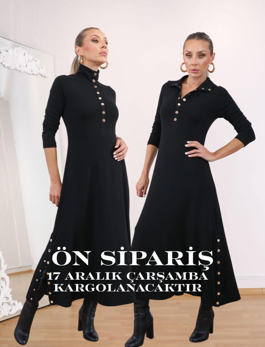 Siyah Çıtçıt Alora Elbise