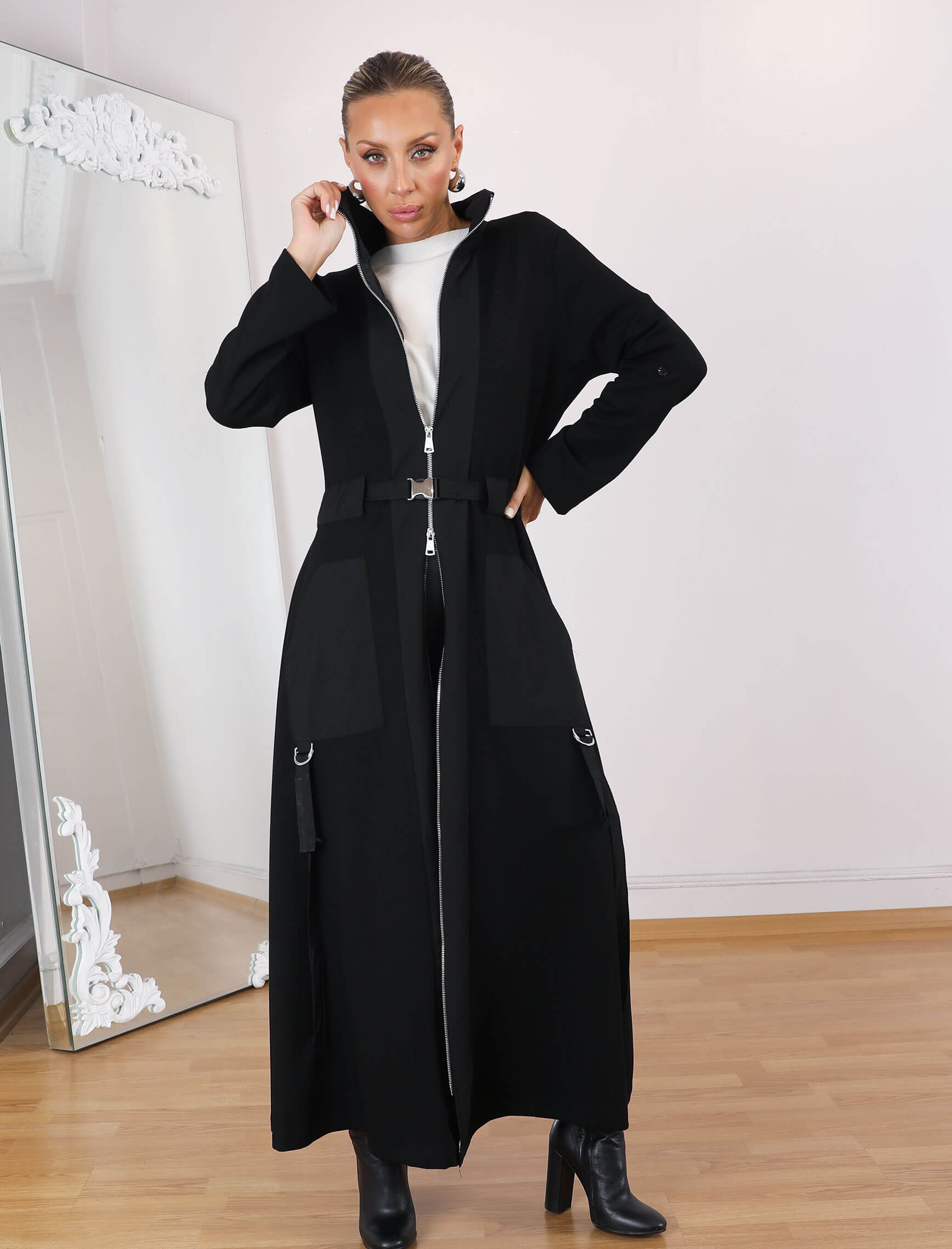 Siyah Mijha Trench - Elbise - Görsel 11