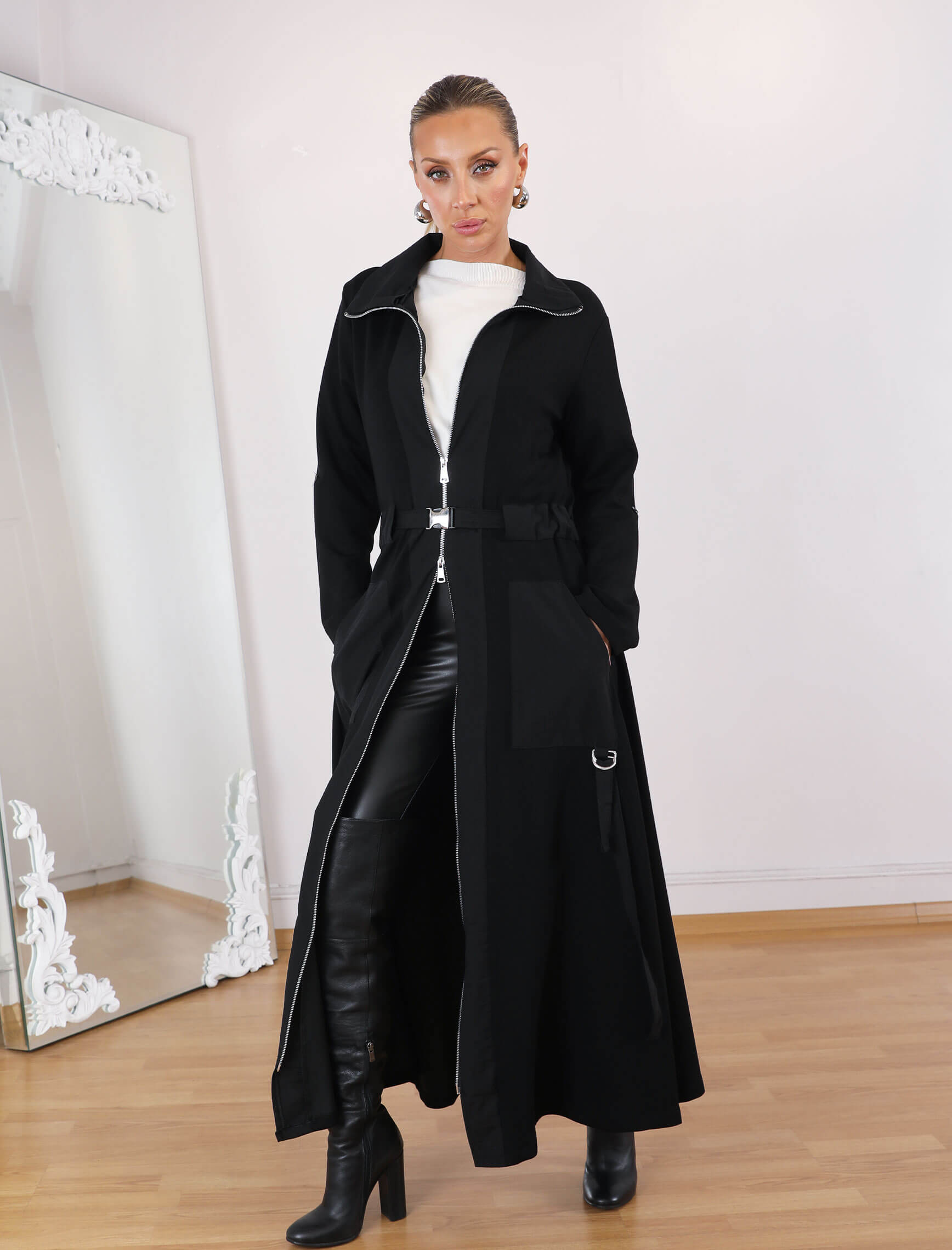 Siyah Mijha Trench - Elbise - Görsel 12