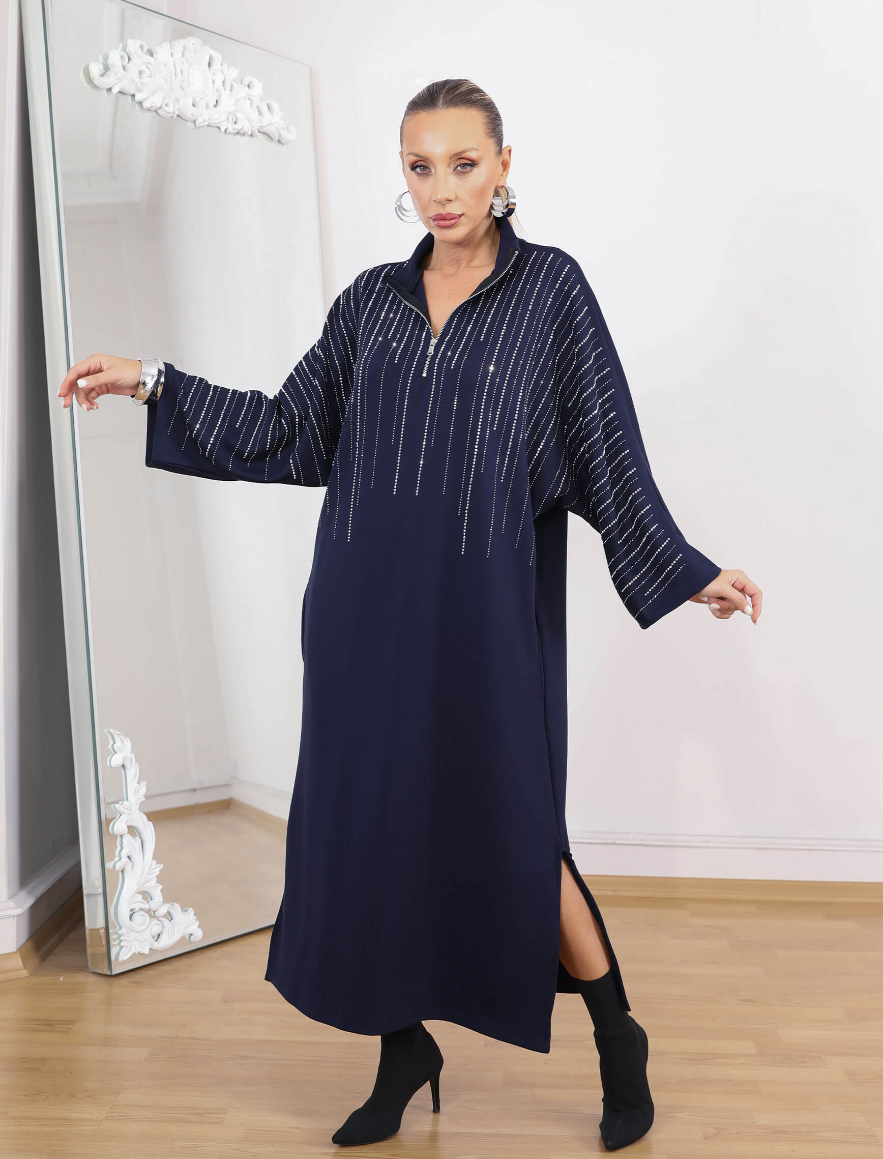 Laci Gümüş Taşlı Glamore Elbise - Görsel 3