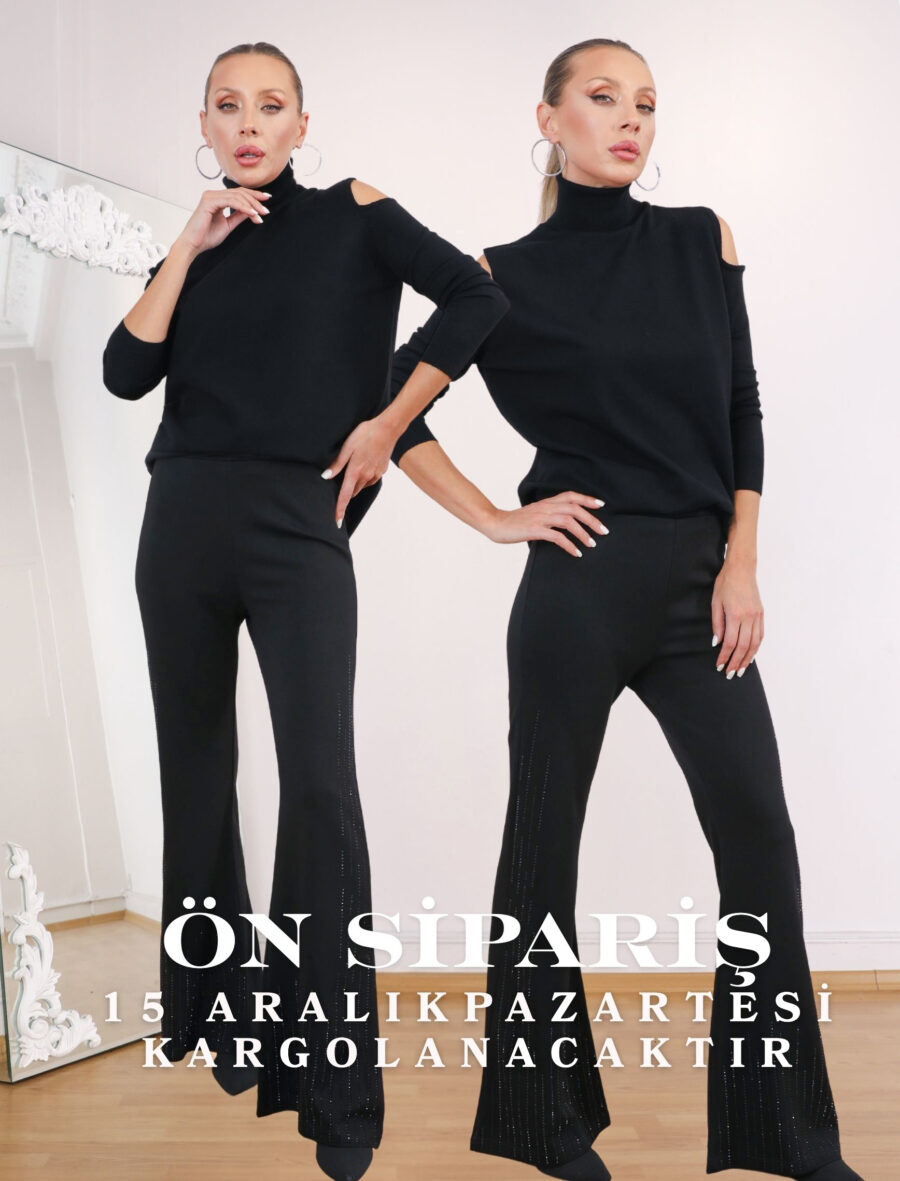 Siyah Taşlı Sparkle Strech Pantolon