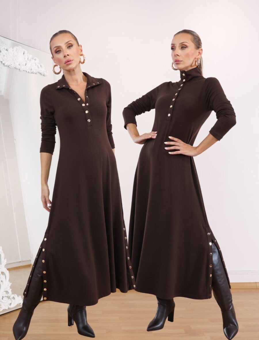 Kahve Çıtçıt Alora Elbise