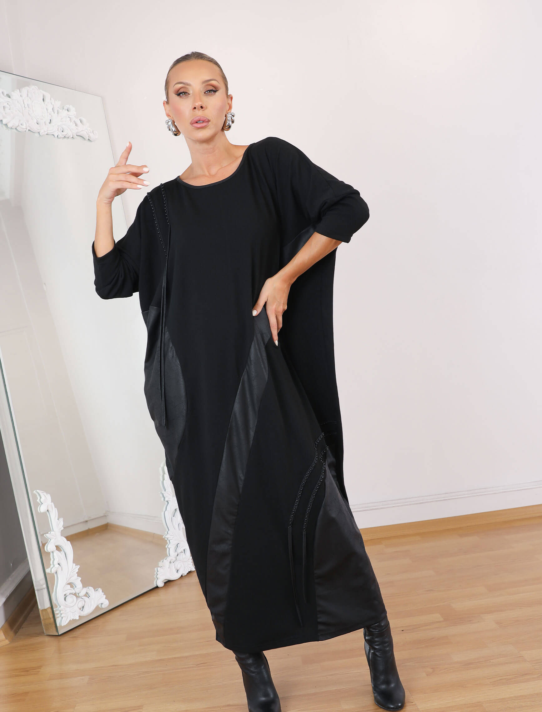 Siyah Feta Elbise - Görsel 4