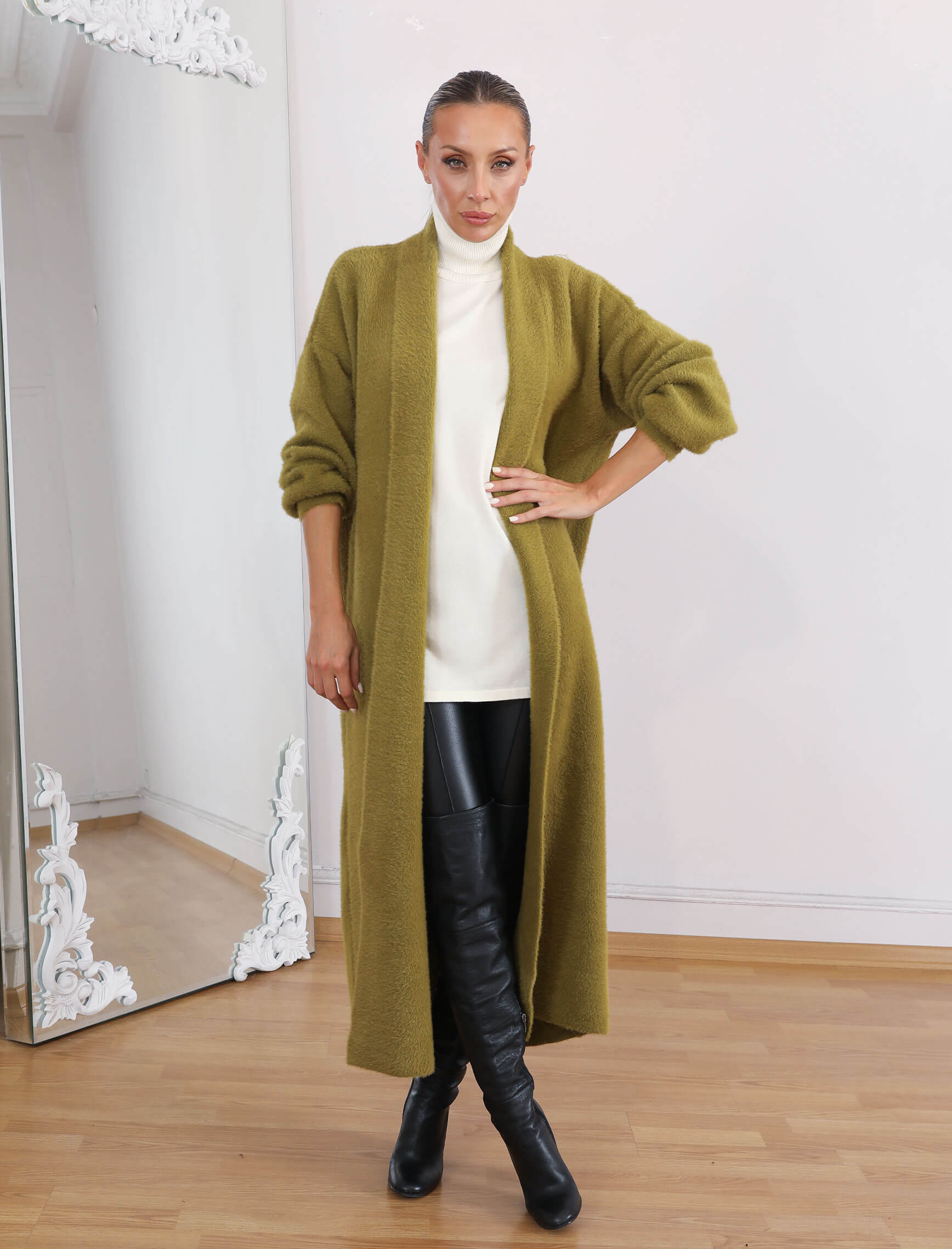 Yağ Yeşili Alya Hırka