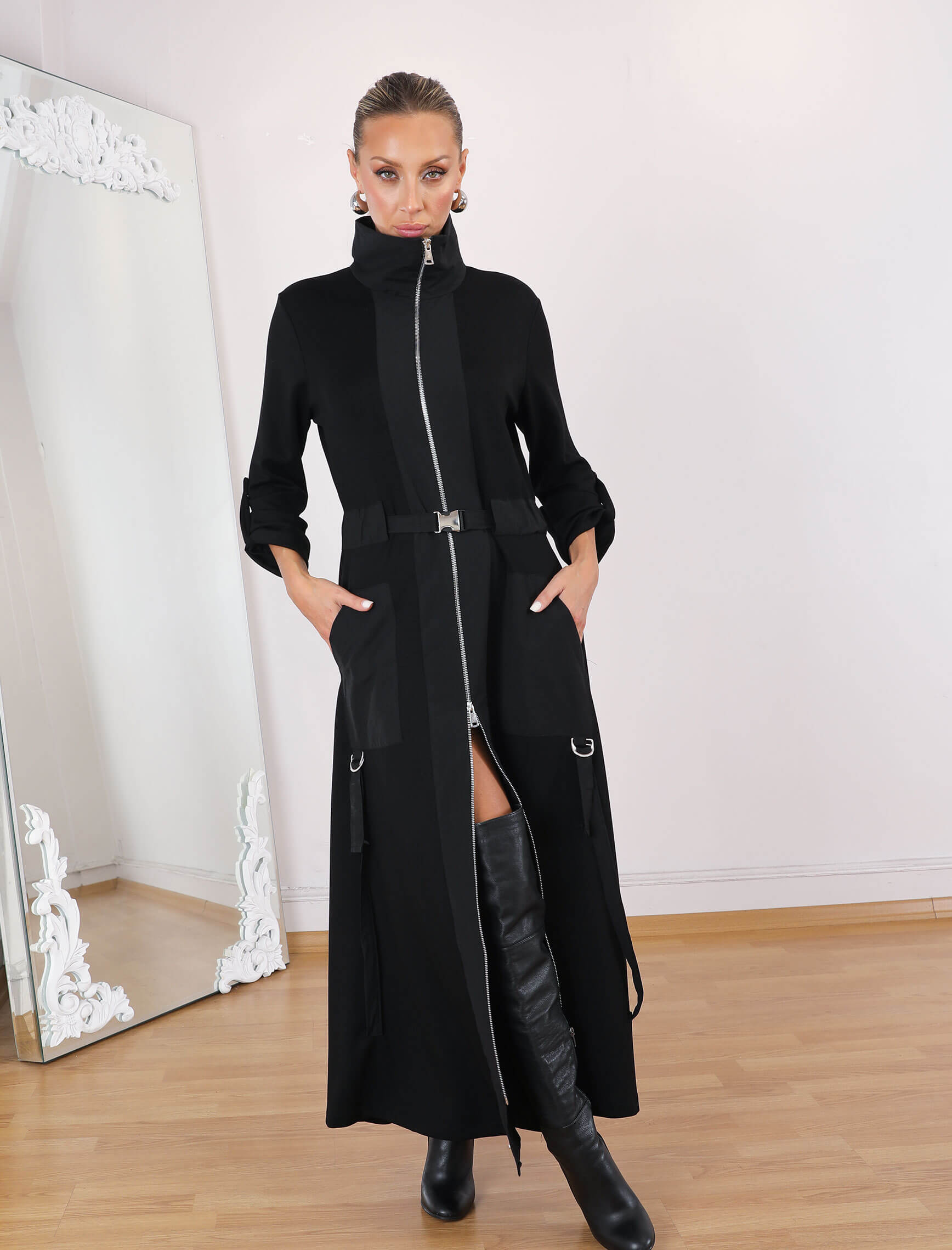 Siyah Mijha Trench - Elbise - Görsel 6