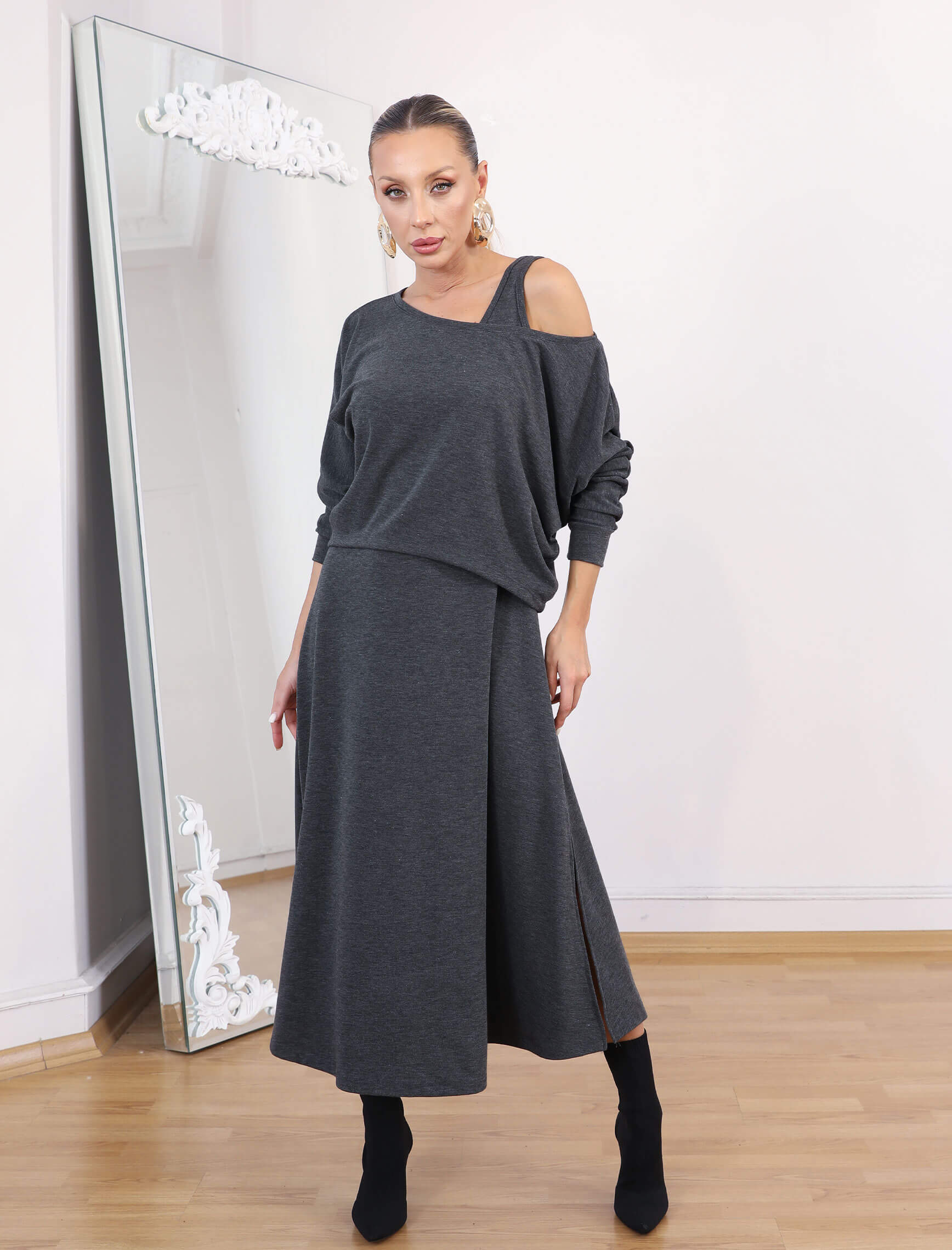 Gri Orfo İkili Elbise