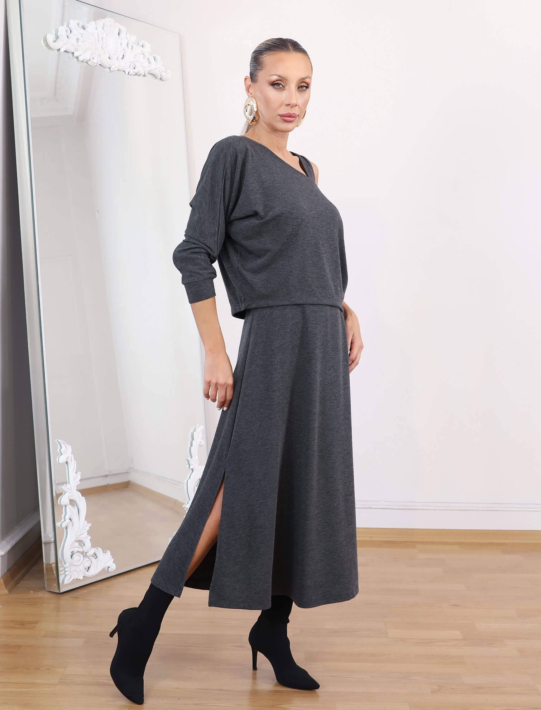 Gri Orfo İkili Elbise - Görsel 4