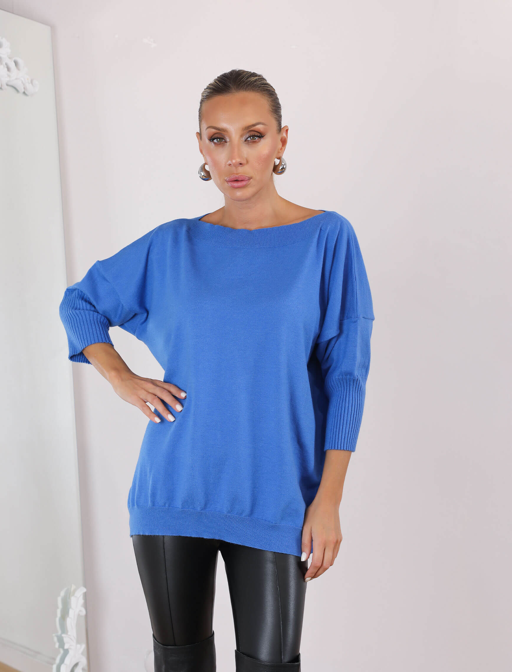 Saksrengi Kayık Yaka Boho Triko - Görsel 5