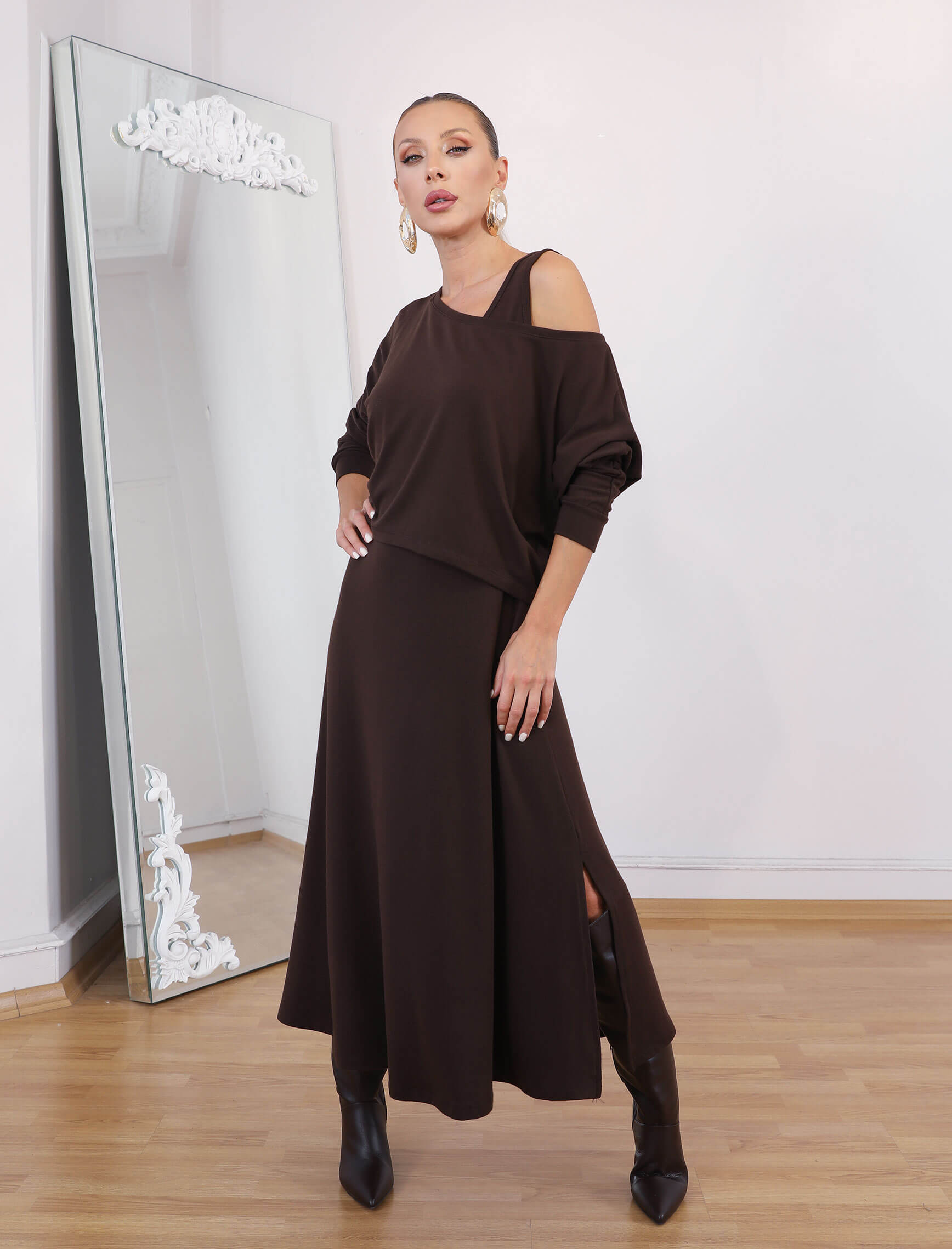 Kahve Orfo İkili Elbise