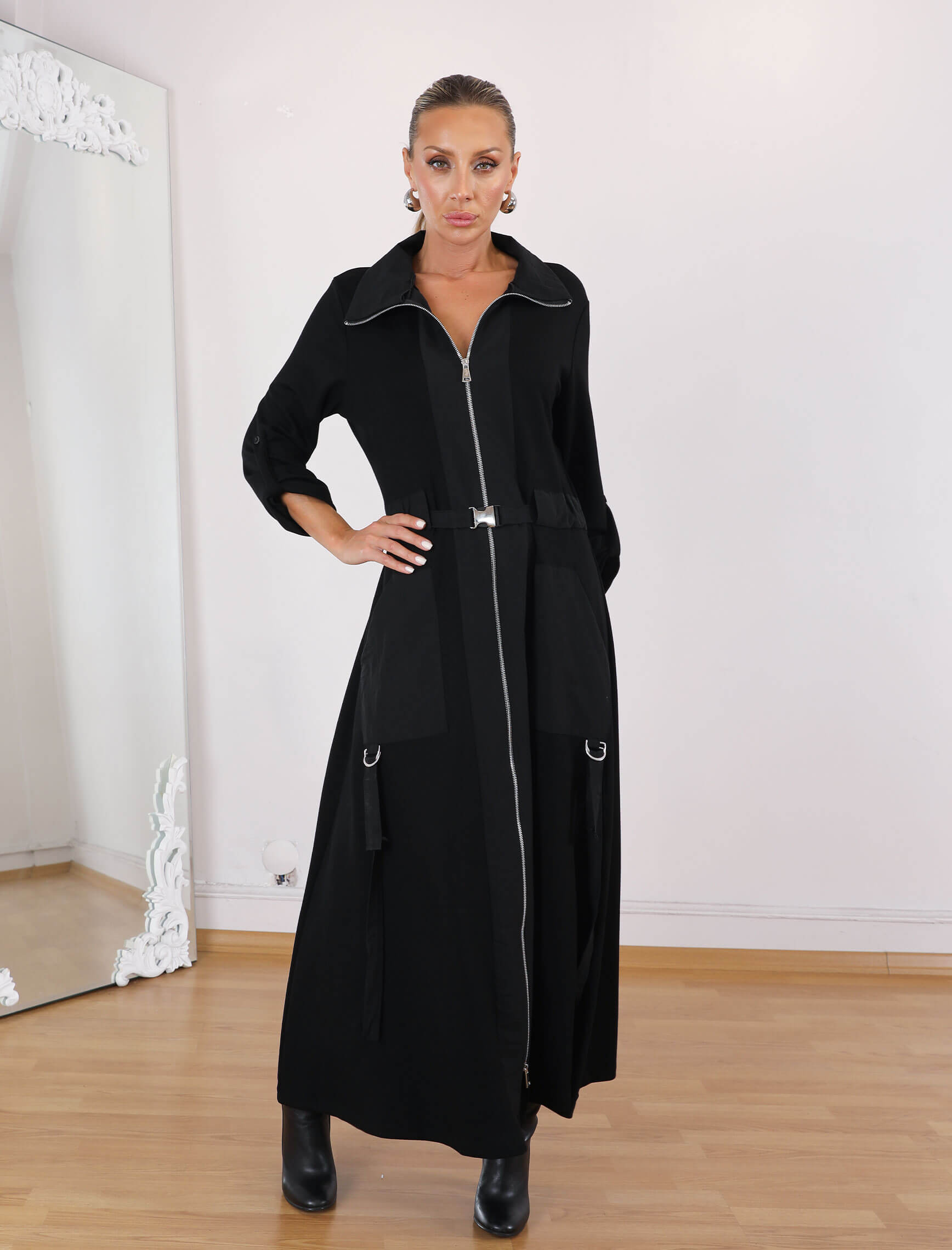 Siyah Mijha Trench - Elbise - Görsel 8