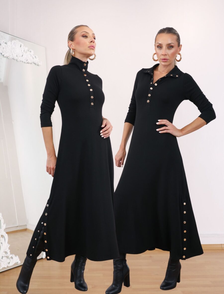 Siyah Çıtçıt Alora Elbise