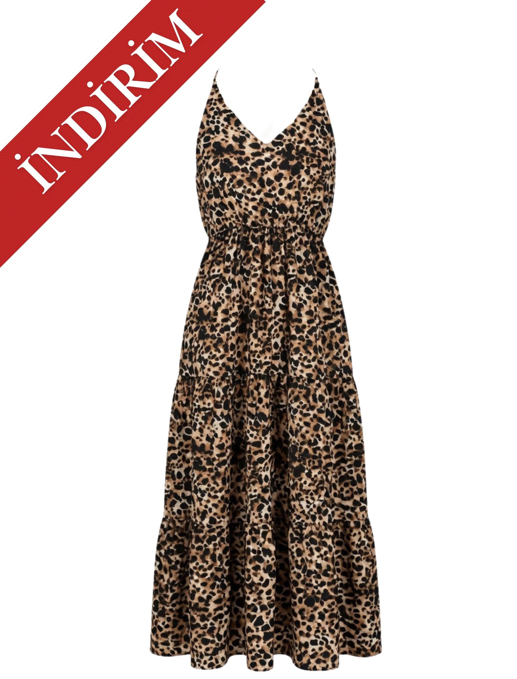 Leopar Askılı Elbise - OUTLET