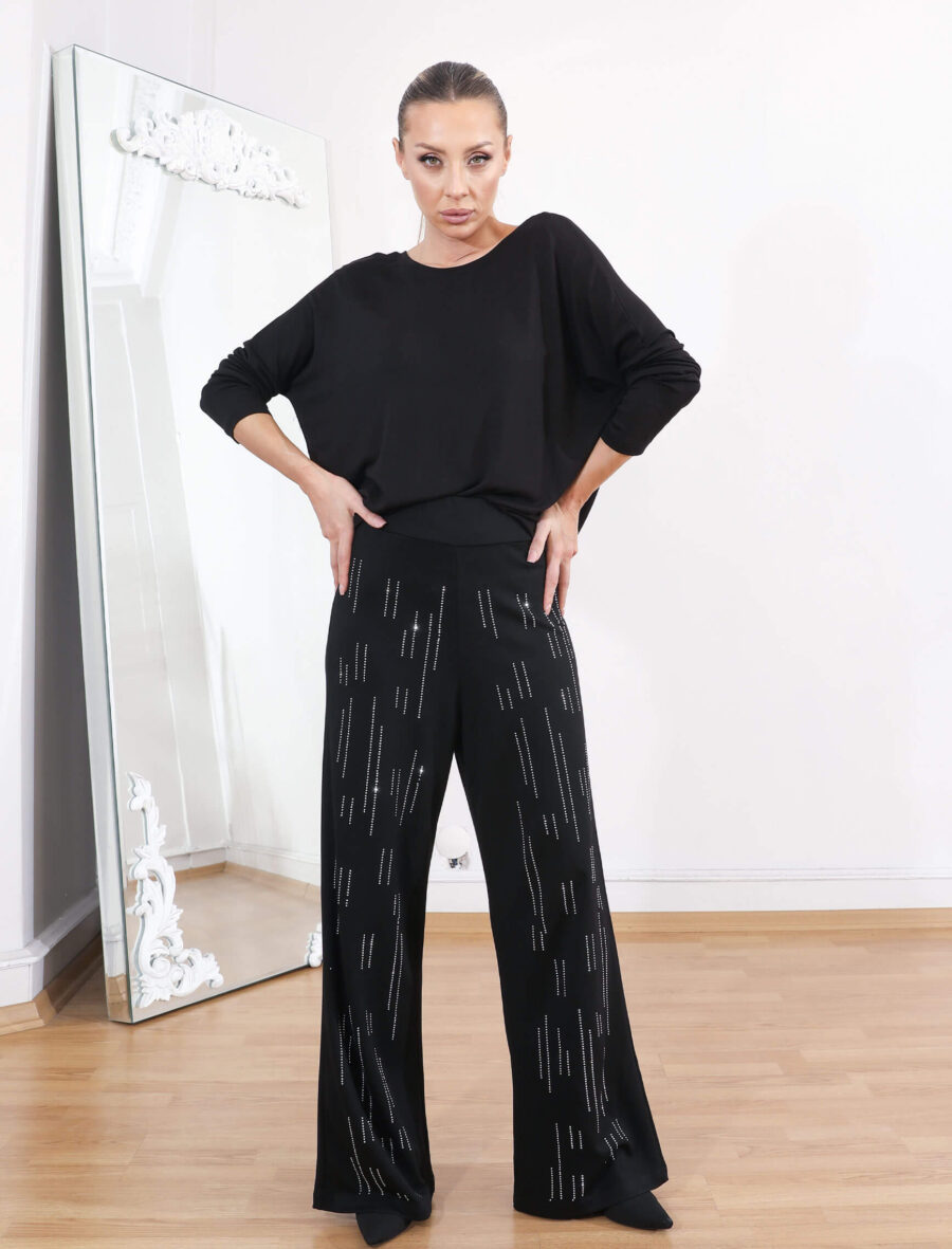 Gümüş Çizgi Taş Bohem Palazzo Pantolon