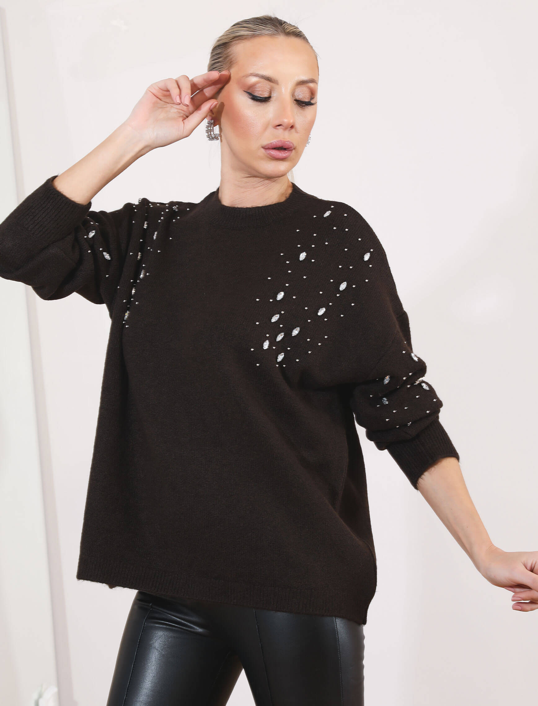 Acı Kahve Taşlı Destin Kazak - Görsel 3