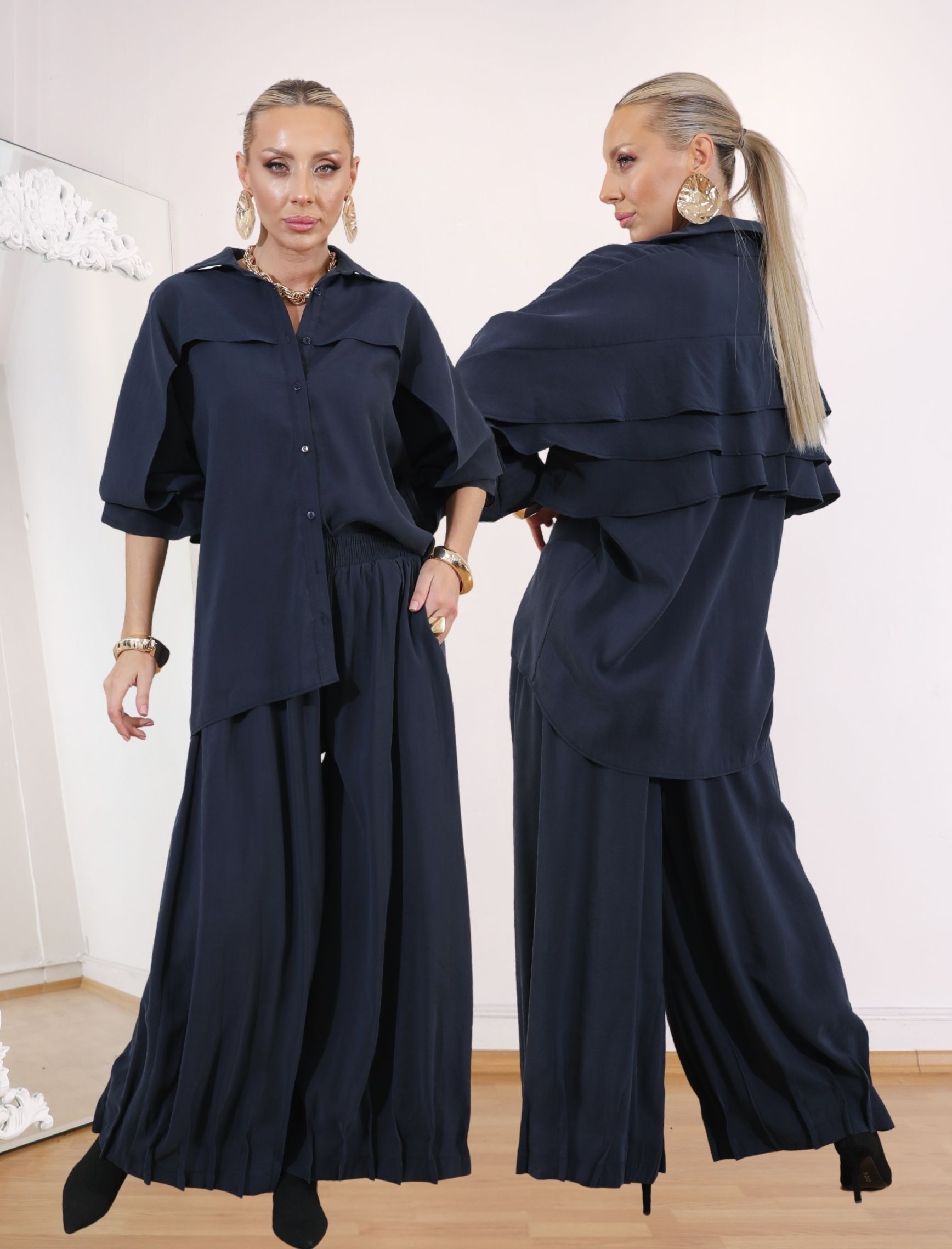 Lacivert Volante İkili Takım