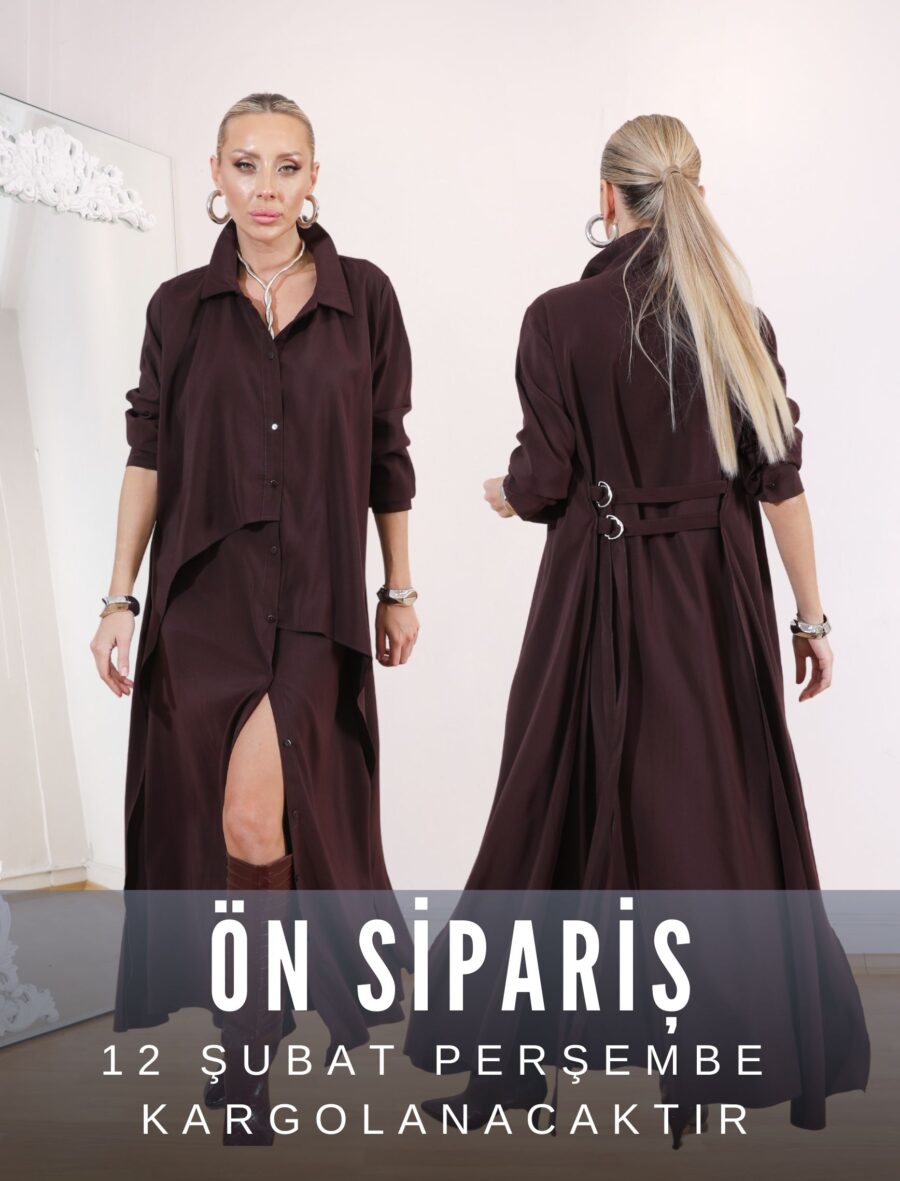 Bordo Vestido Gömlek Elbise