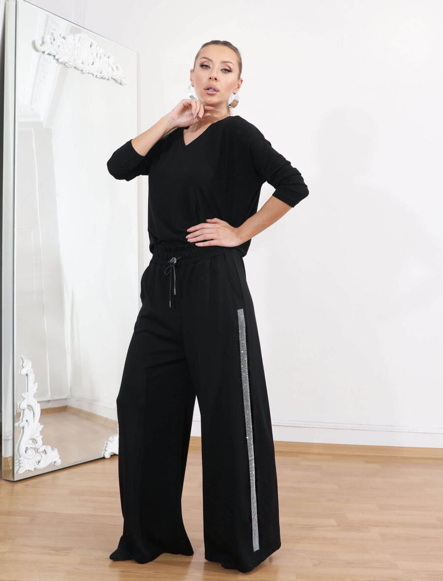 Gümüş Yan Çizgi Taş Spor Pantolon