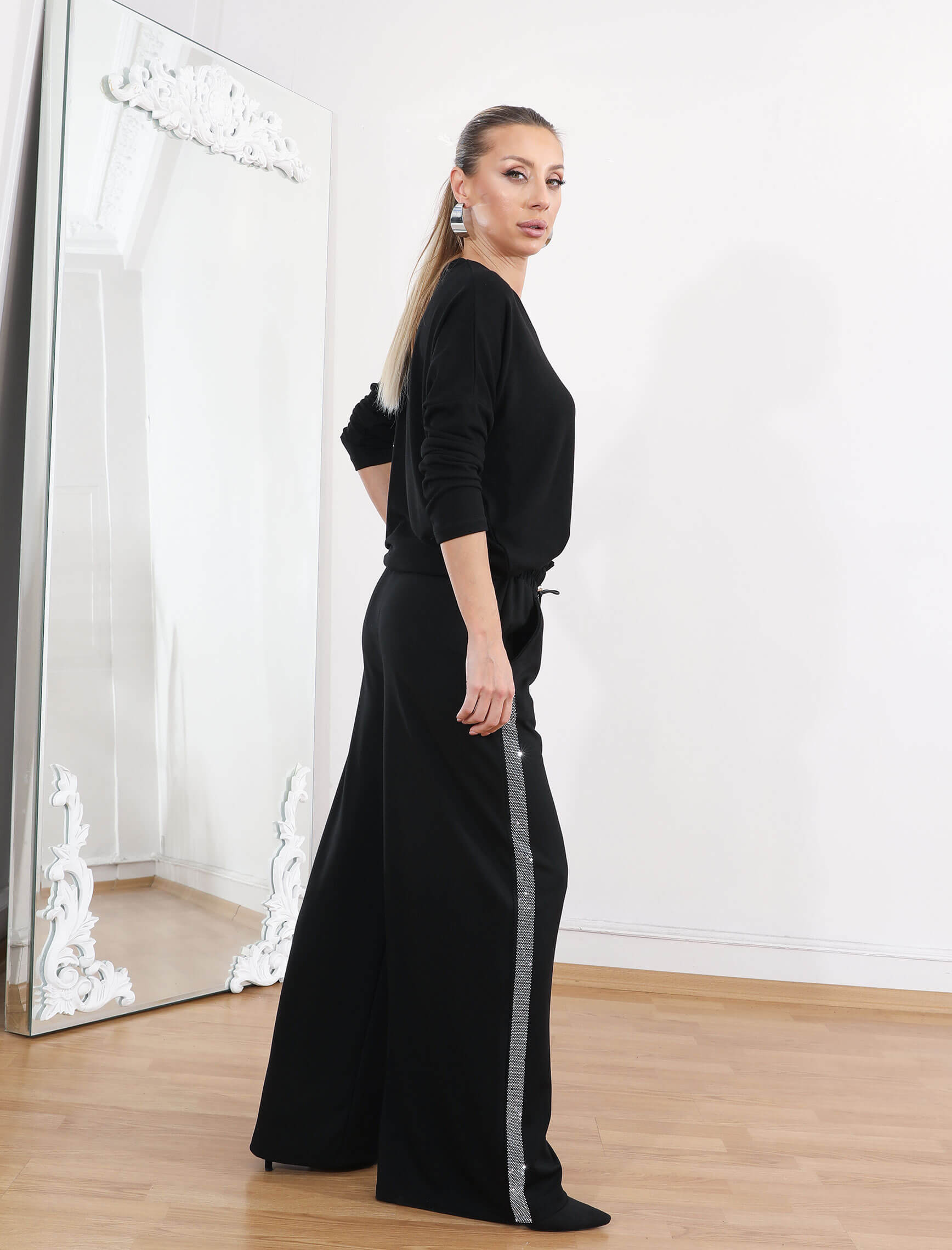 Gümüş Yan Çizgi Taş Spor Pantolon - Görsel 4