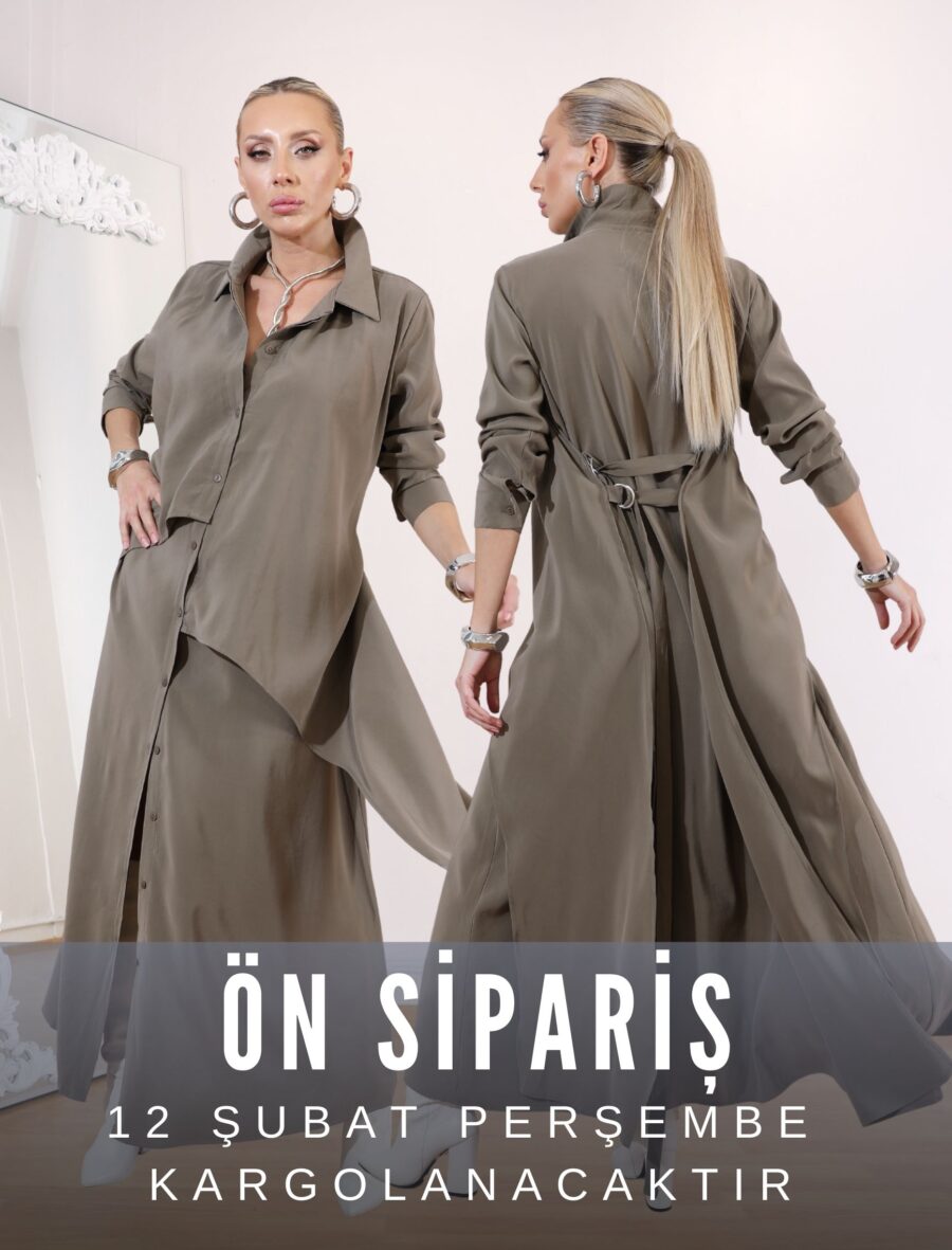 Haki Vestido Gömlek Elbise