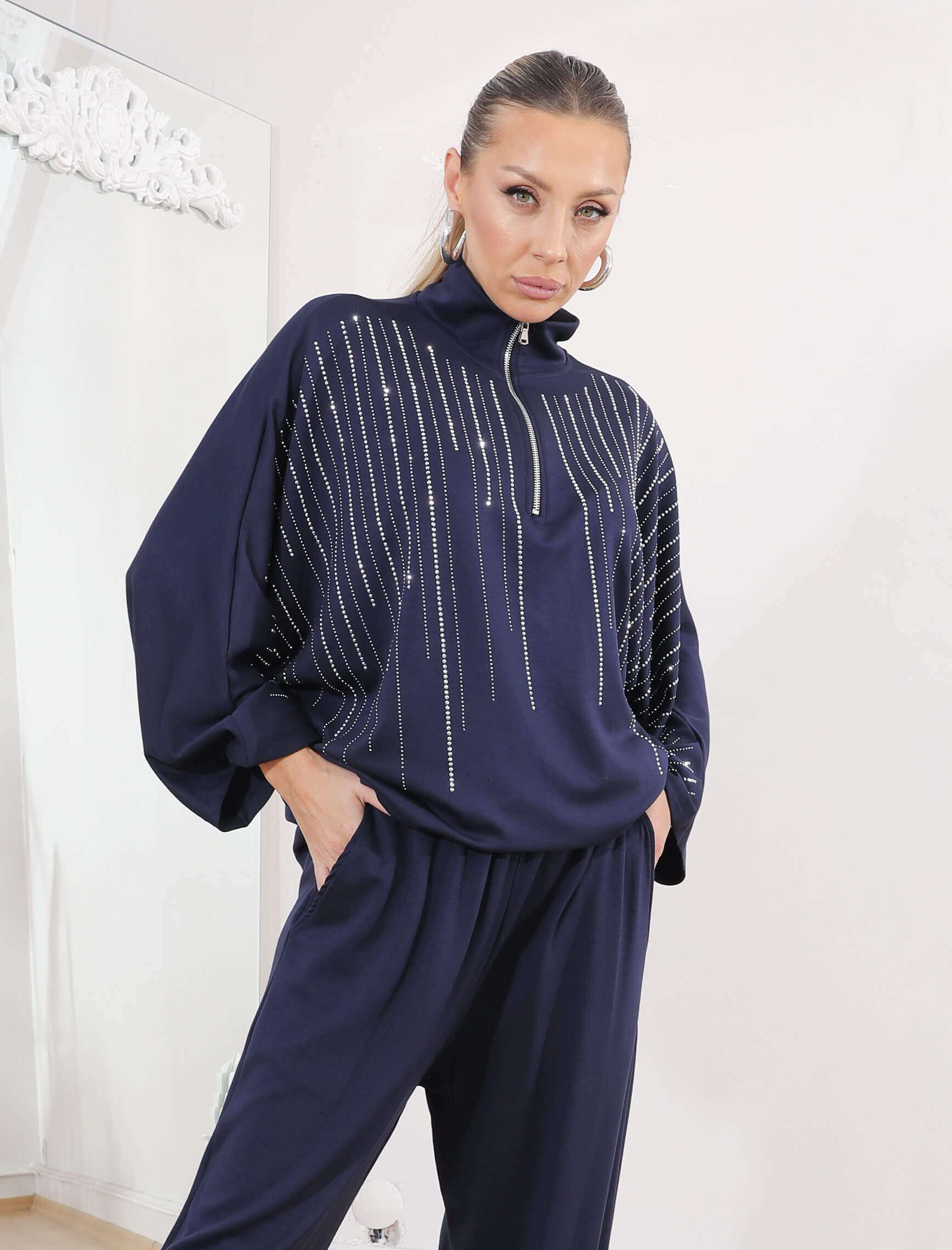 Lacivert Taşlı Glamore Takım - Görsel 5