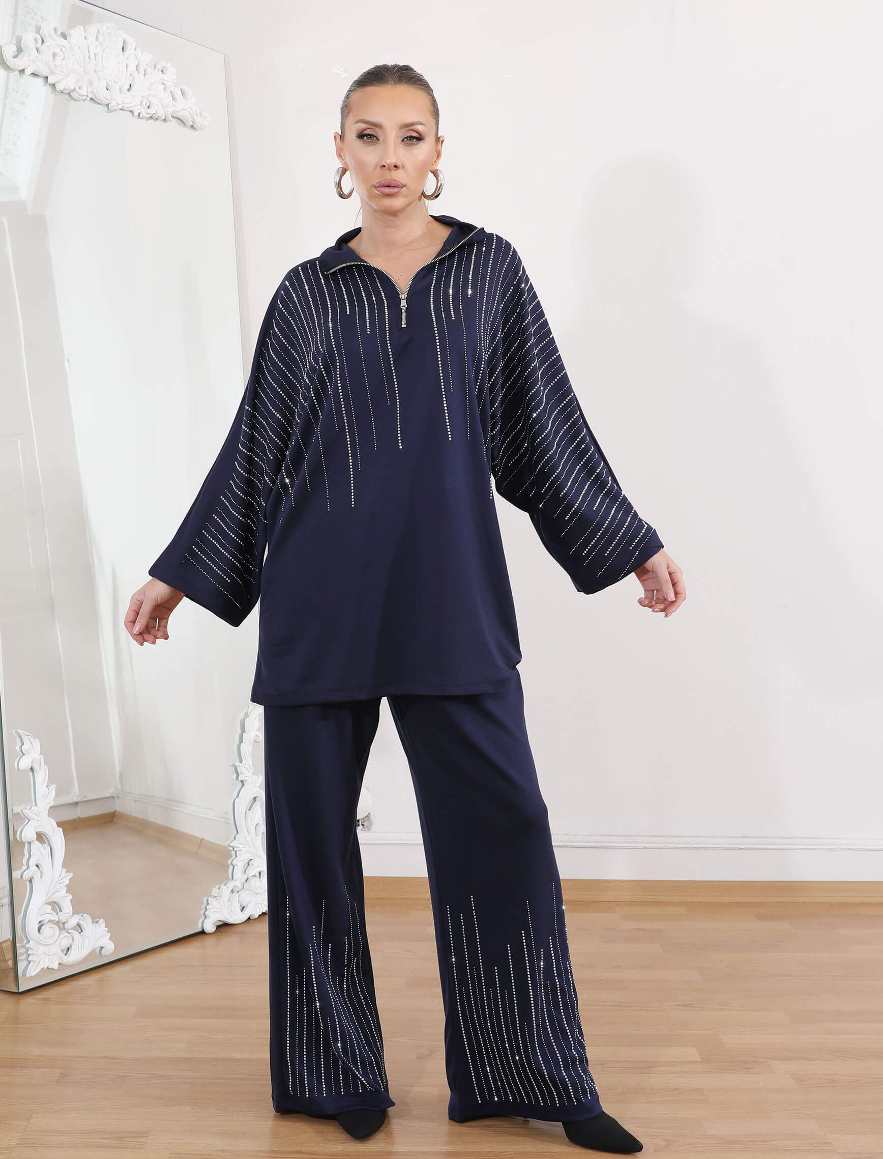Lacivert Taşlı Glamore Takım - Görsel 3