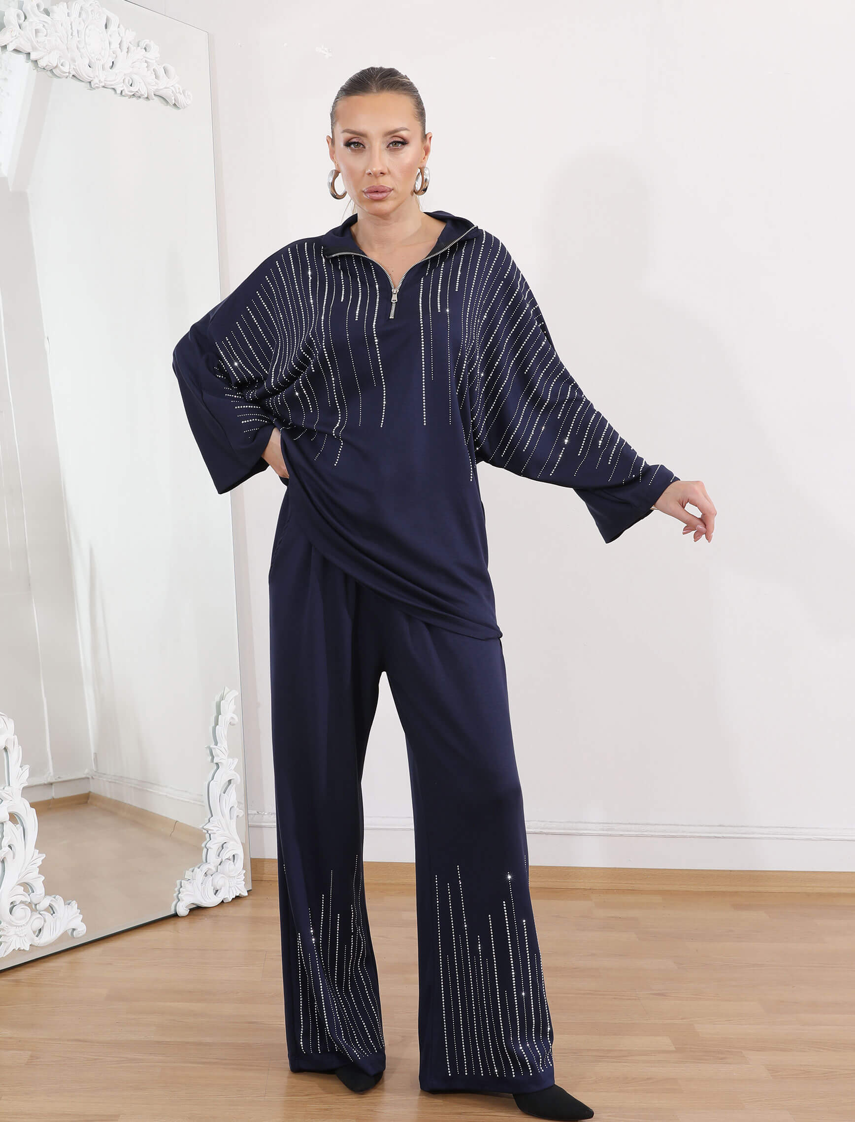 Lacivert Taşlı Glamore Takım - Görsel 2