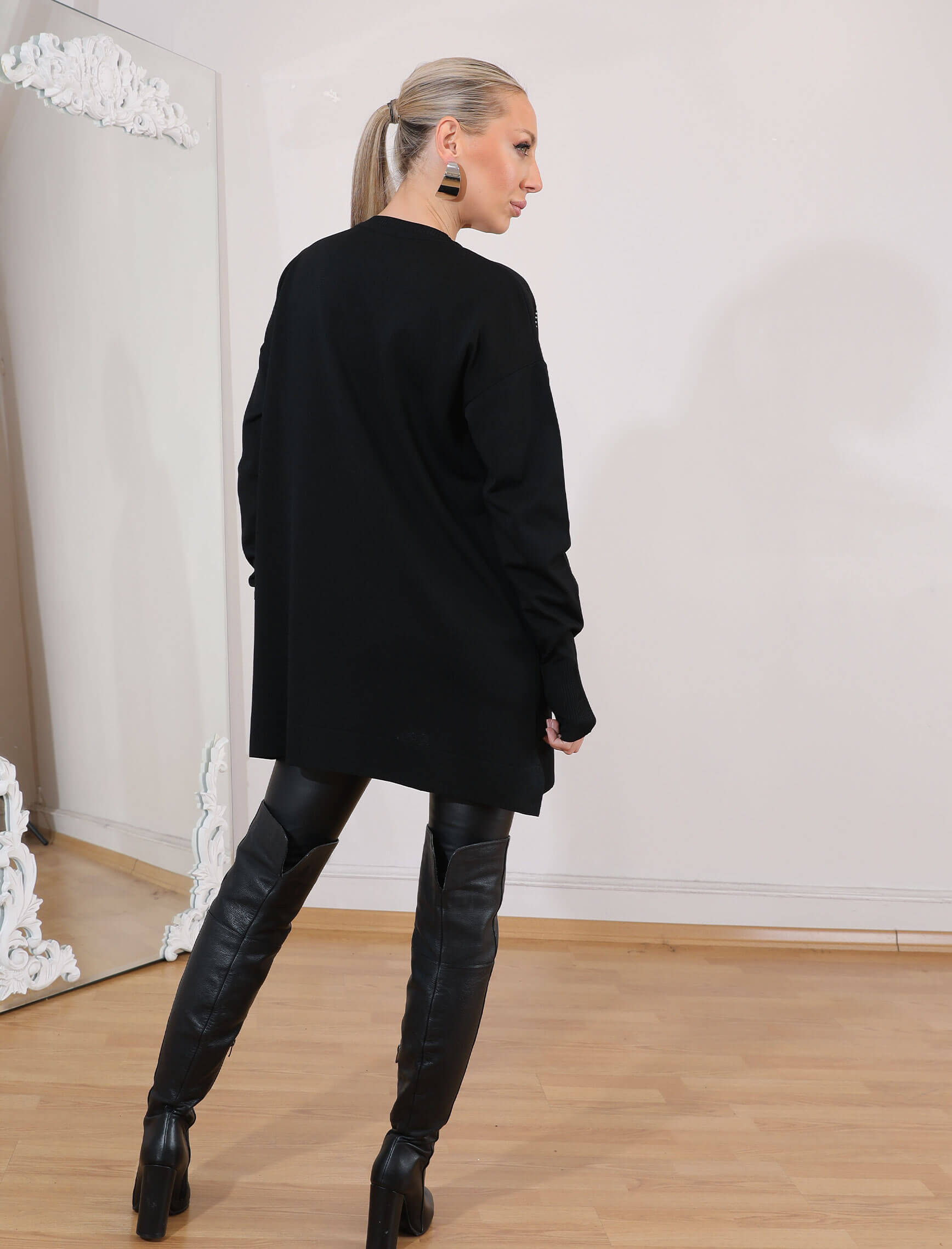 Siyah Yelpaze Taş Nerra Triko - Görsel 5