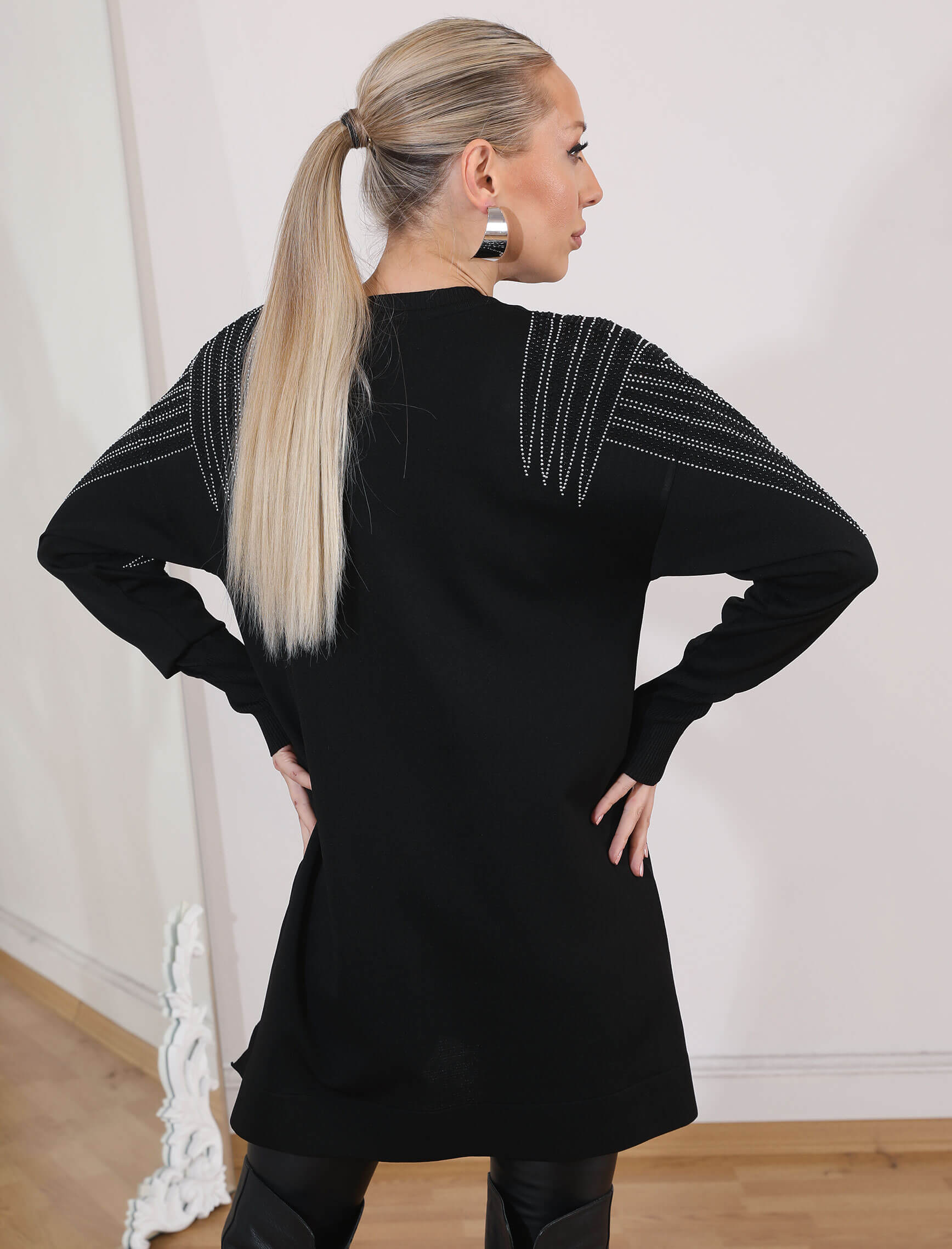 Siyah Omuz Taş Nerra Triko - Görsel 5