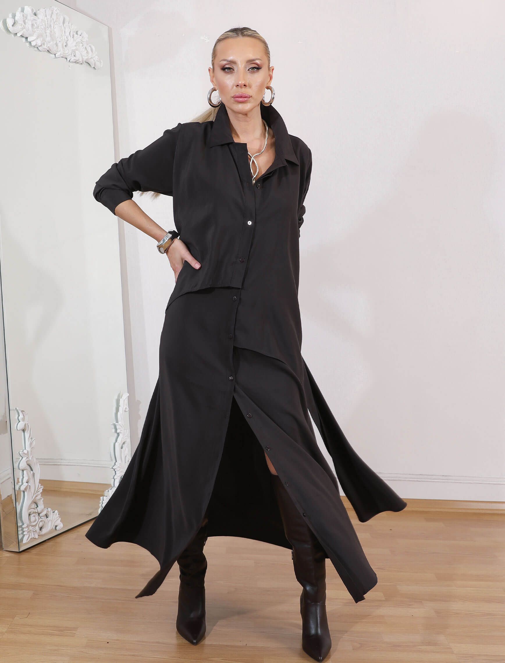 Koyukahve Vestido Gömlek Elbise - Görsel 4