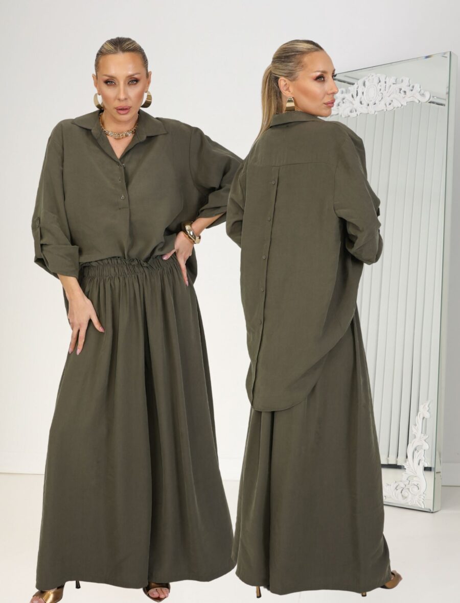 Haki Sırt Düğme Tena Takım