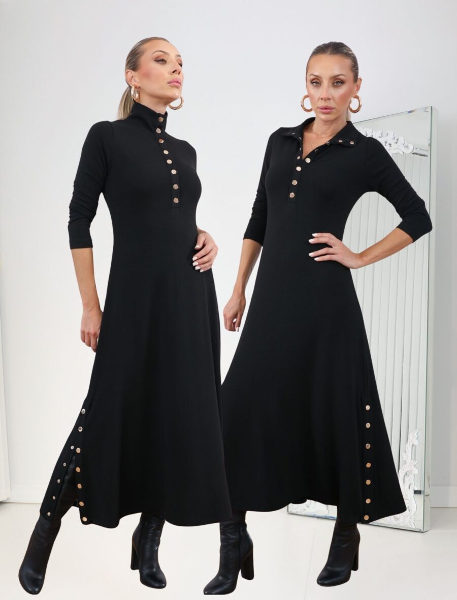 Siyah Çıtçıt Alora Elbise