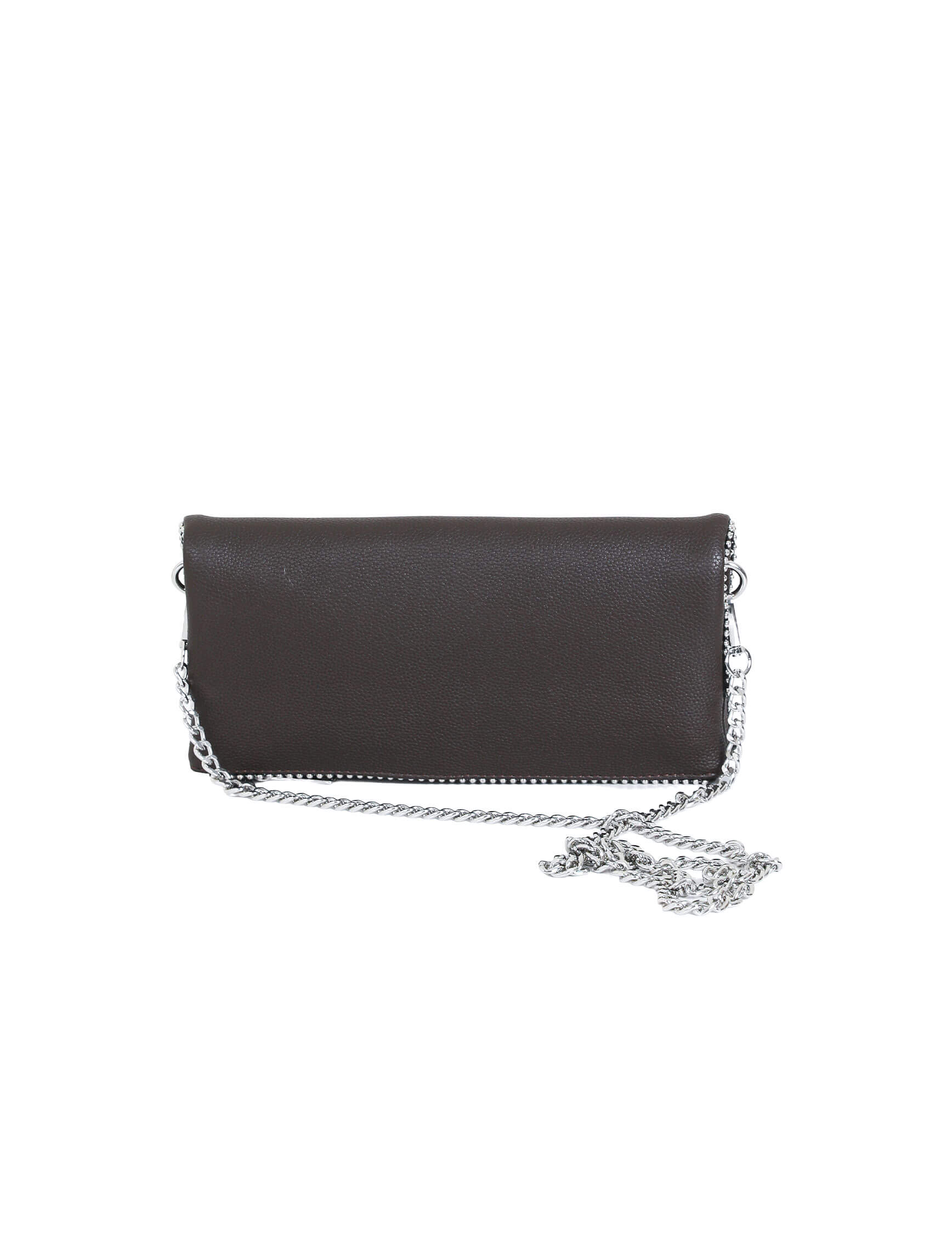 Koyu Kahve Zincir Clutch Çanta - Görsel 3