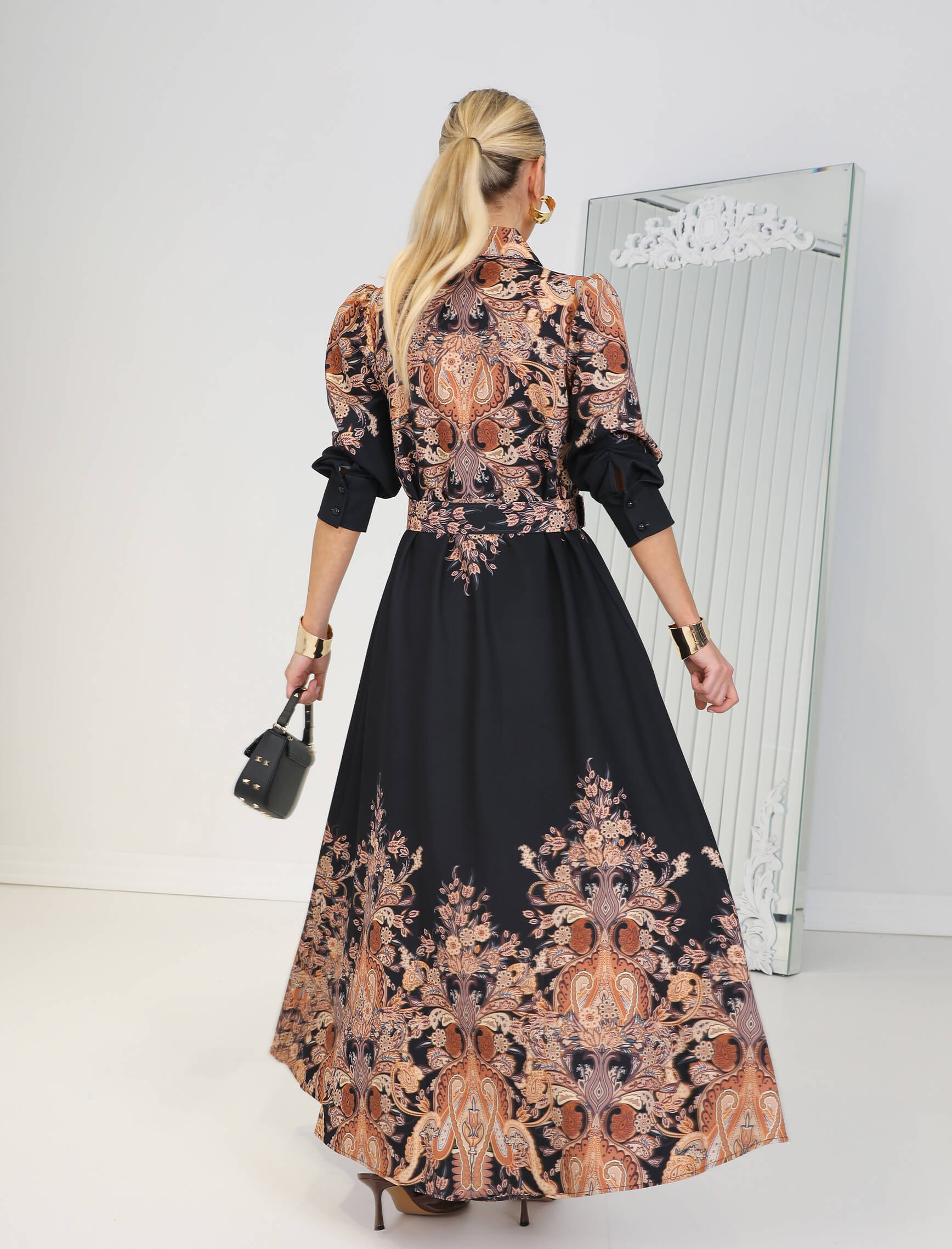 Siyah Kahve Maroje Elbise - Görsel 5