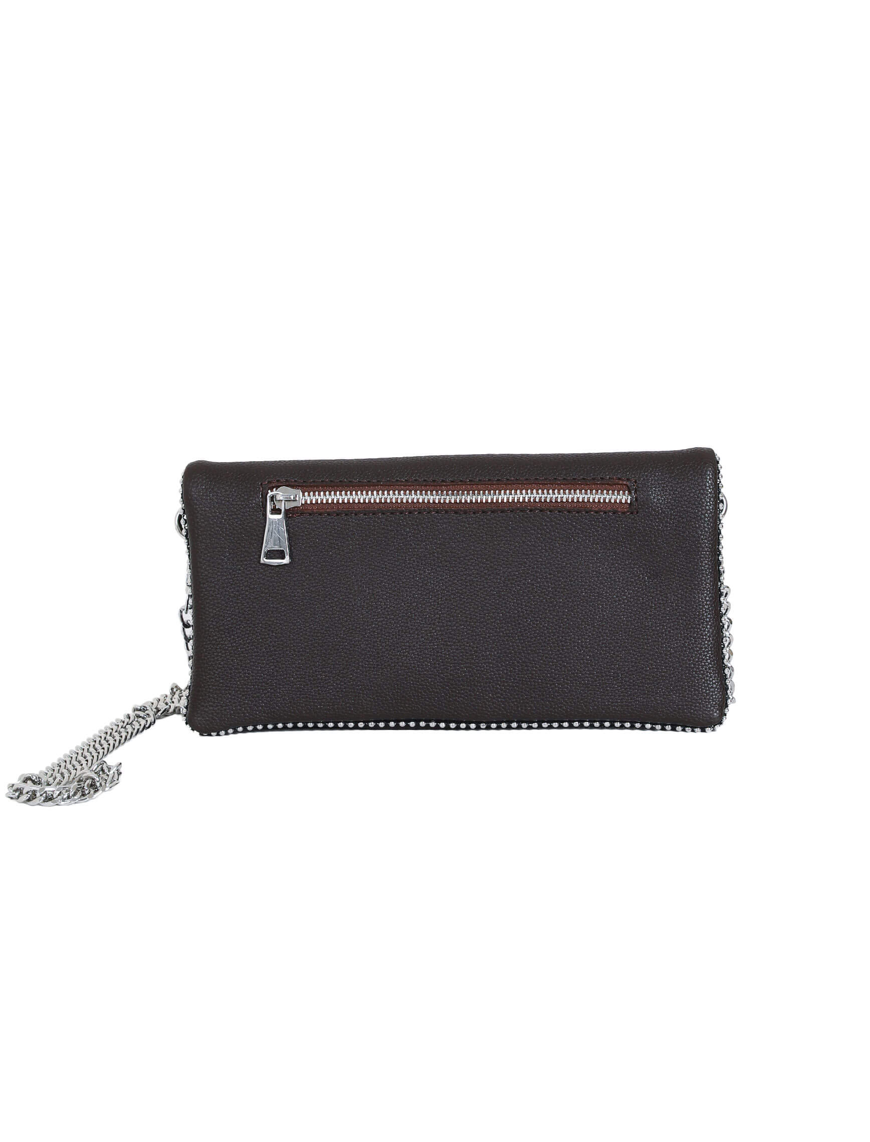Koyu Kahve Zincir Clutch Çanta - Görsel 2