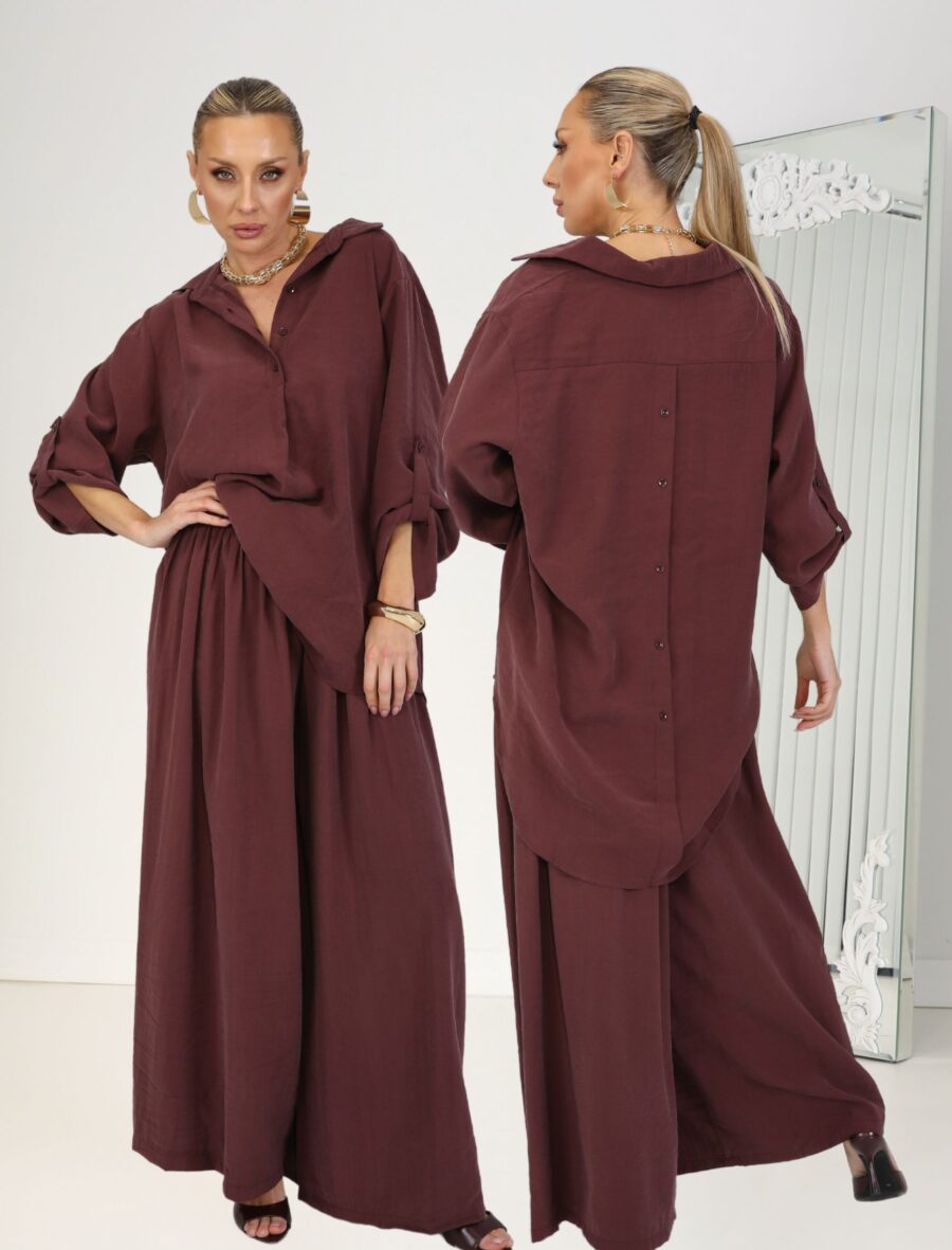 Bordo Sırt Düğme Tena Takım