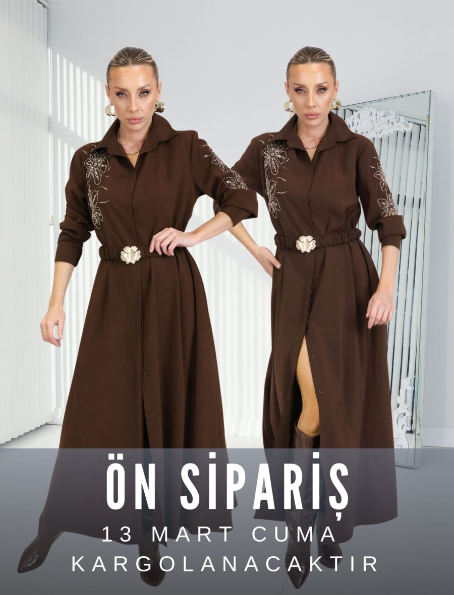Kahve Noche Elbise