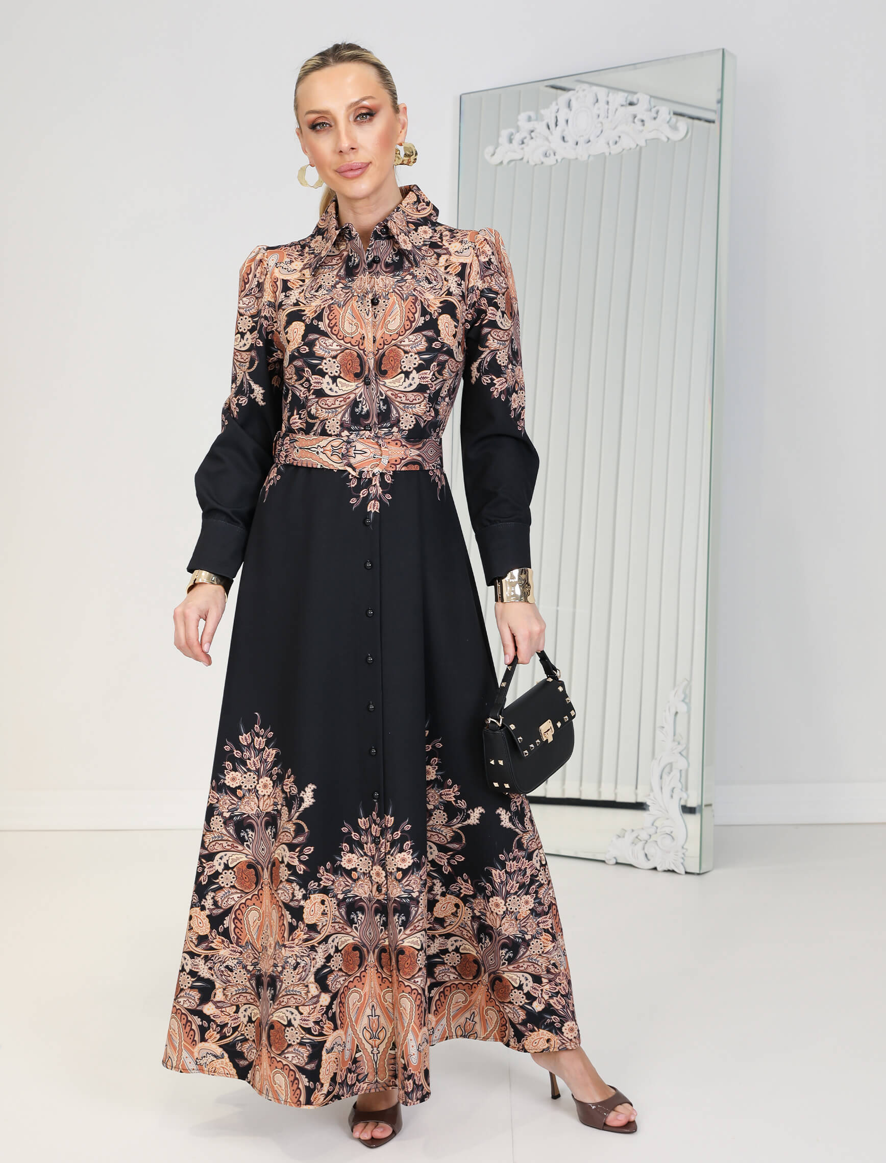 Siyah Kahve Maroje Elbise - Görsel 2