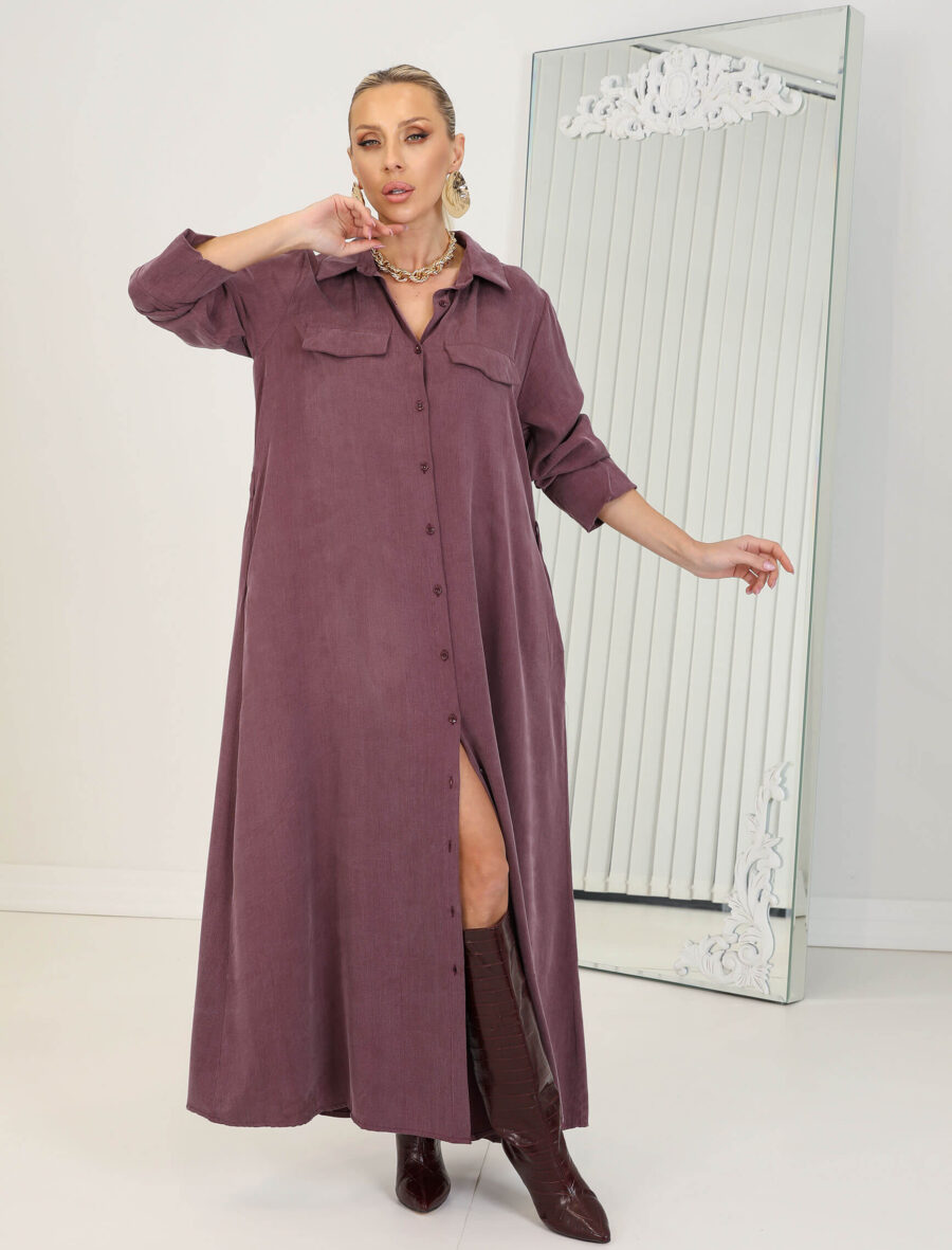 Bordo Ortensa Gömlek Elbise