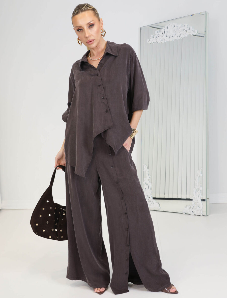 Kahve Düğmeli Sante Takım