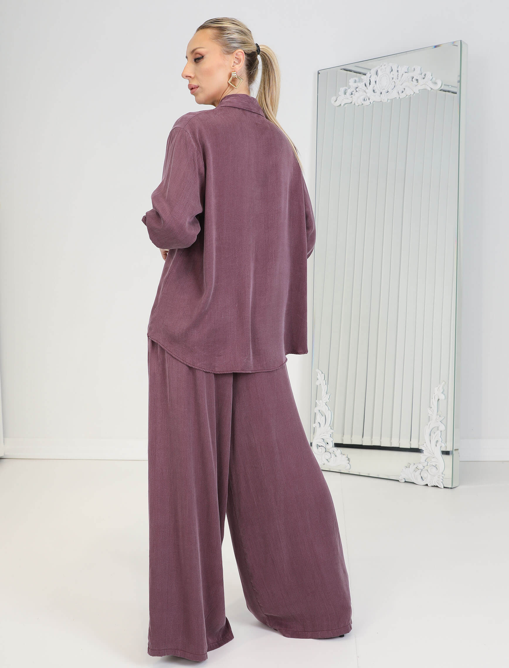 Bordo Düğmeli Sante Takım - Görsel 6