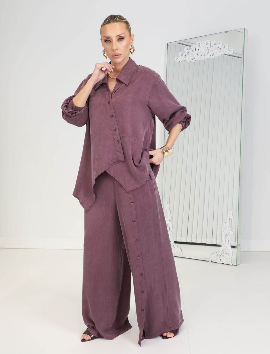 Bordo Düğmeli Sante Takım