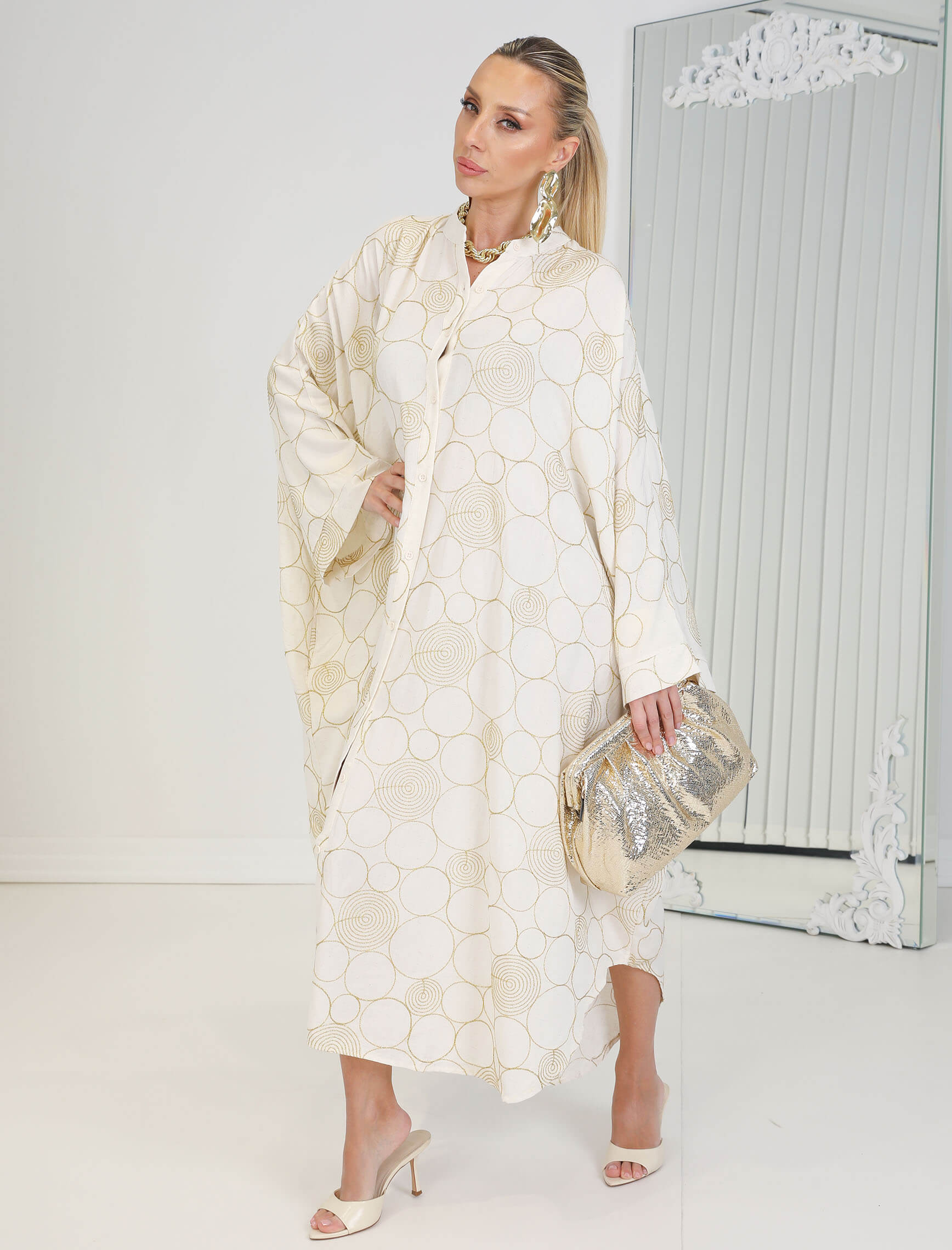 Ekru Sırma Nakış Asala Elbise - Görsel 5