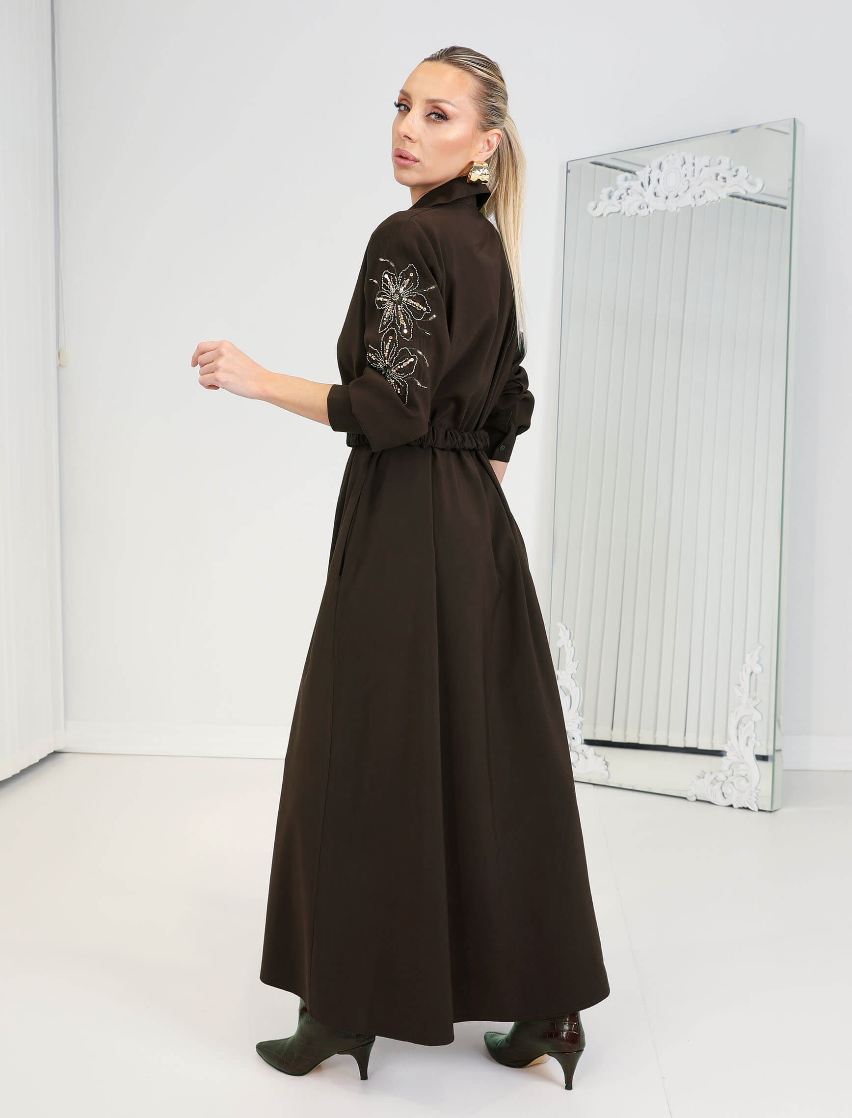 Kahve Noche Elbise - Görsel 4