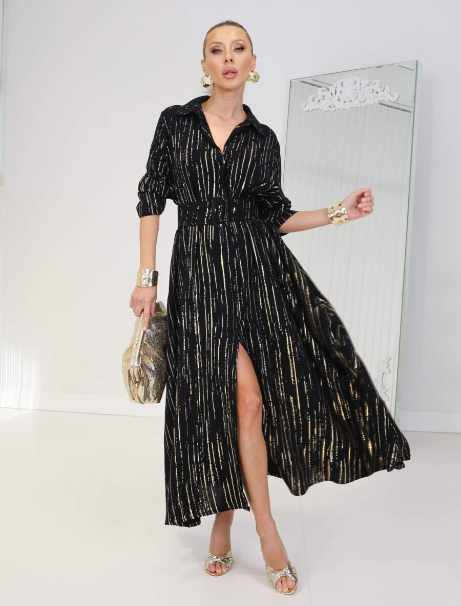 Siyah Gold Teamo Elbise